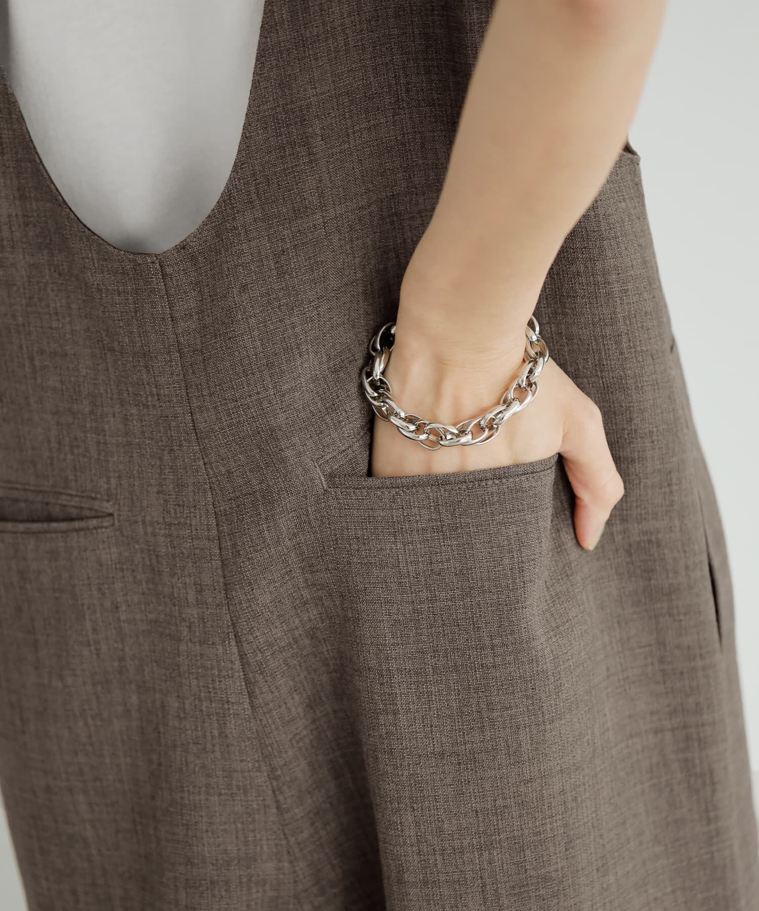 STYLE DELI「綾織り裾スリットサロペット」|オールインワン|