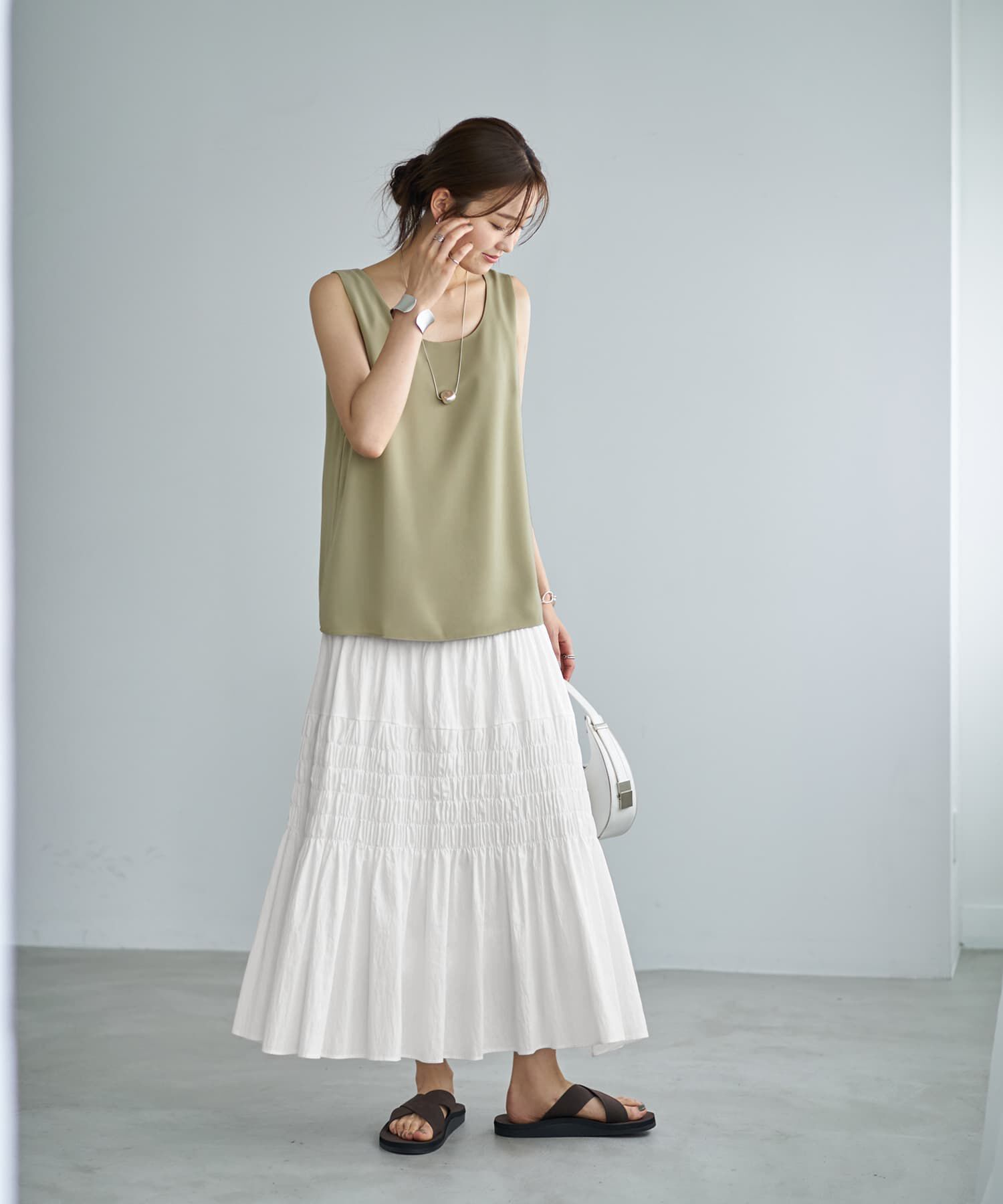  「透けないジョーゼットタンクトップ」|タンクトップ|