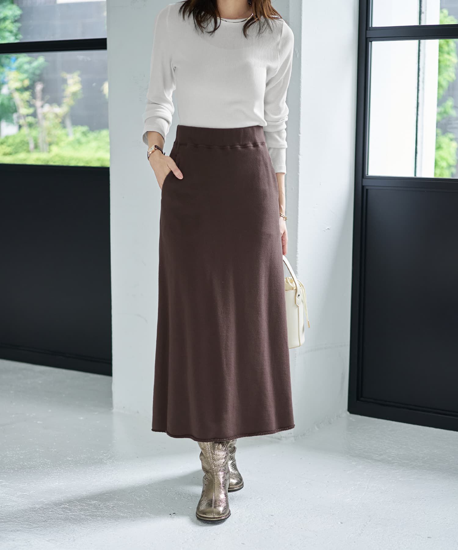 STYLE DELI「【Made in JAPAN】スウェットマキシ丈スカート／90cm」|スカート|ブラウン
