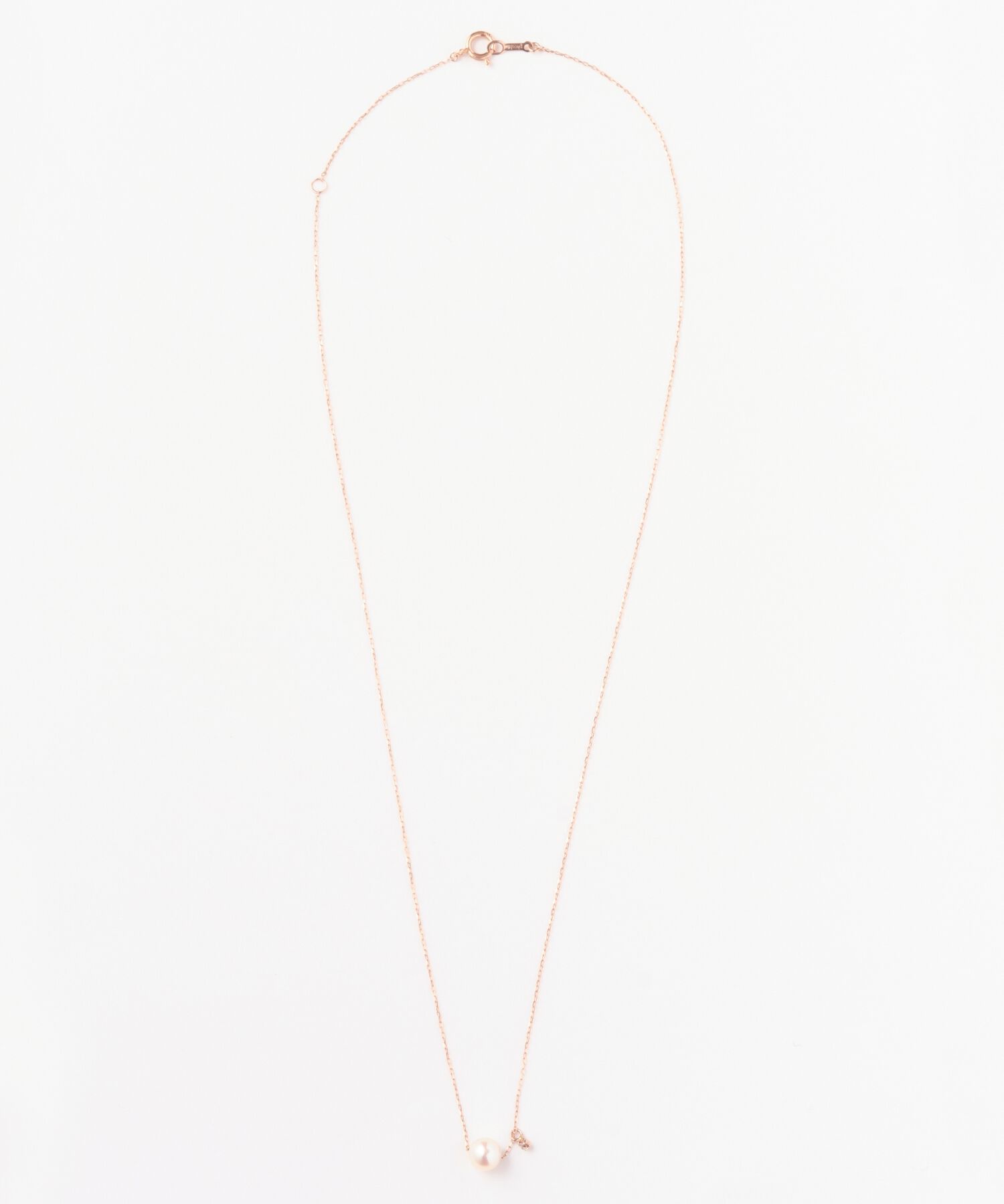 Phoebe「【K10】ワンドロップパールビジューネックレス　ローズゴールド/全長:40cm/BOX付き」|ネックレス|