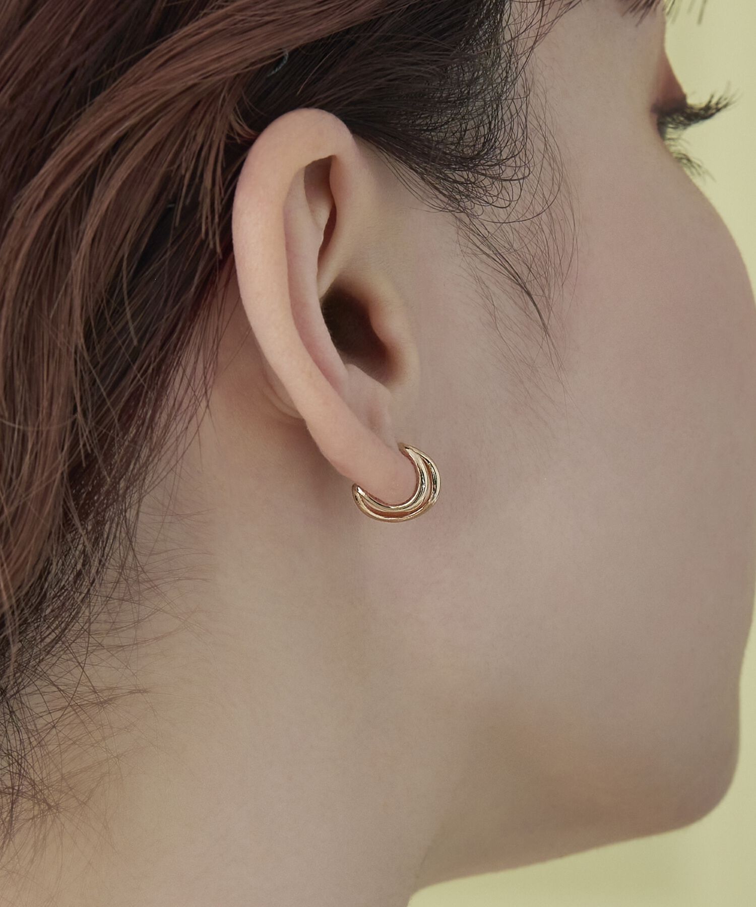 Phoebe「【金属アレルギー対応】【痛くないシリーズ】ダブルフープライトフィットイヤリング ローズゴールド」|イヤリング|