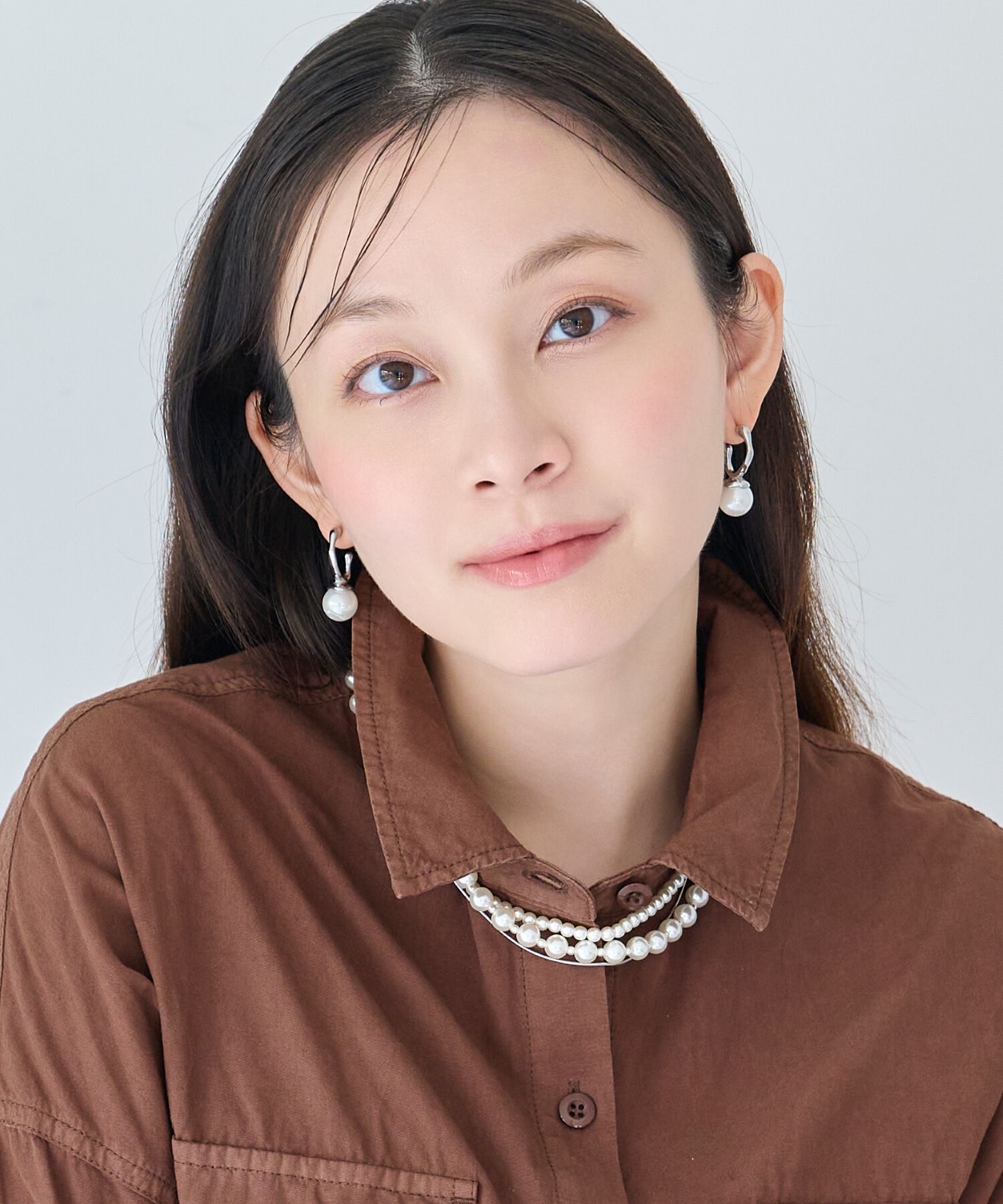 Phoebe「【金属アレルギー対応】リップルパールフープピアス　シルバー/ステンレス/大ぶり/存在感◎/主役級」|ピアス|