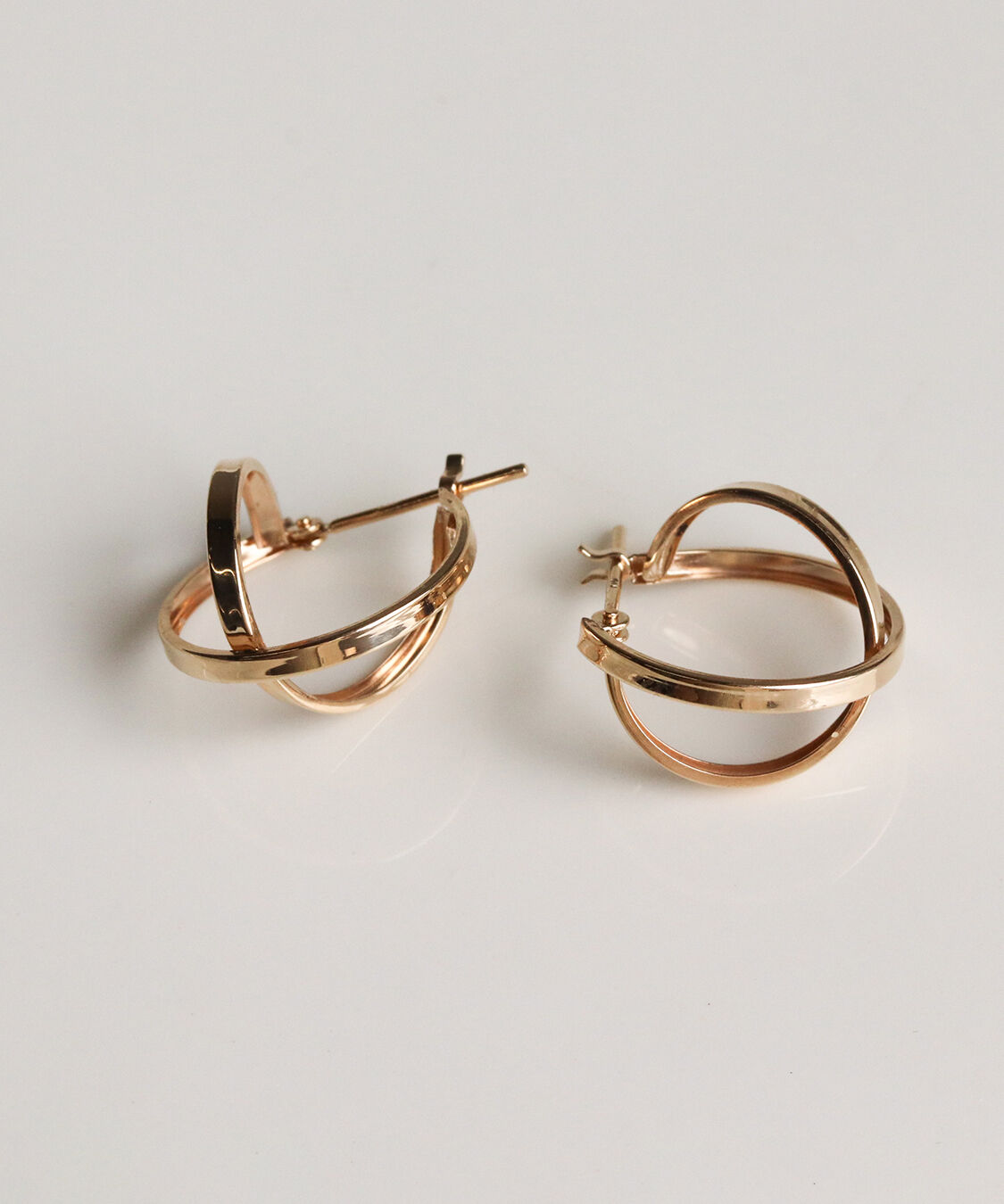  「ゴールド ダブル スナップ フープ ピアス | K10YG」|ピアス|