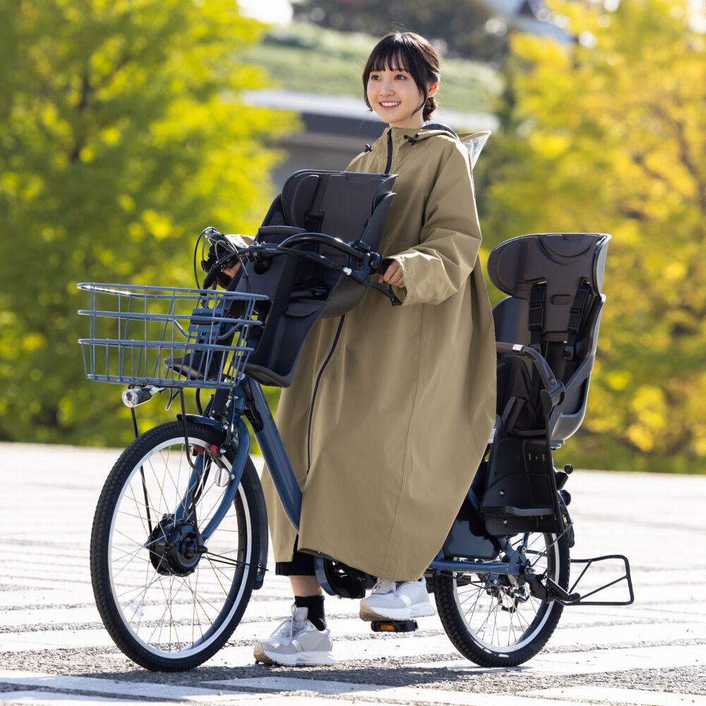 BACKYARD FAMILY「レインコート レディース 自転車 リュック対応 通販 レイン コート カッパ かっぱ 雨合羽」|レインコート|ベージュ1