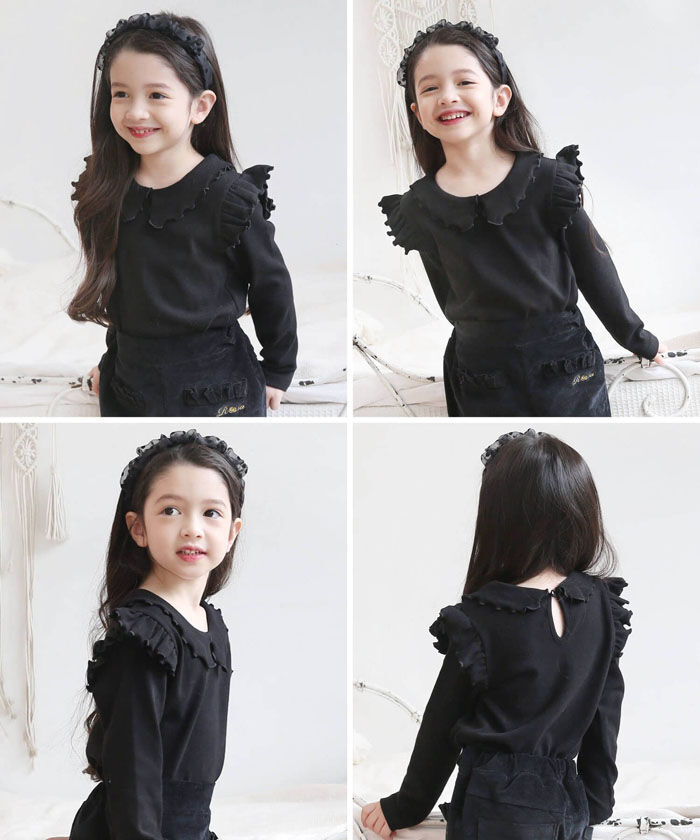 BACKYARD FAMILY「襟付き カットソー 長袖 キッズ 通販 トップス Tシャツ 女の子 襟あり フリル 子供 こども」|その他|