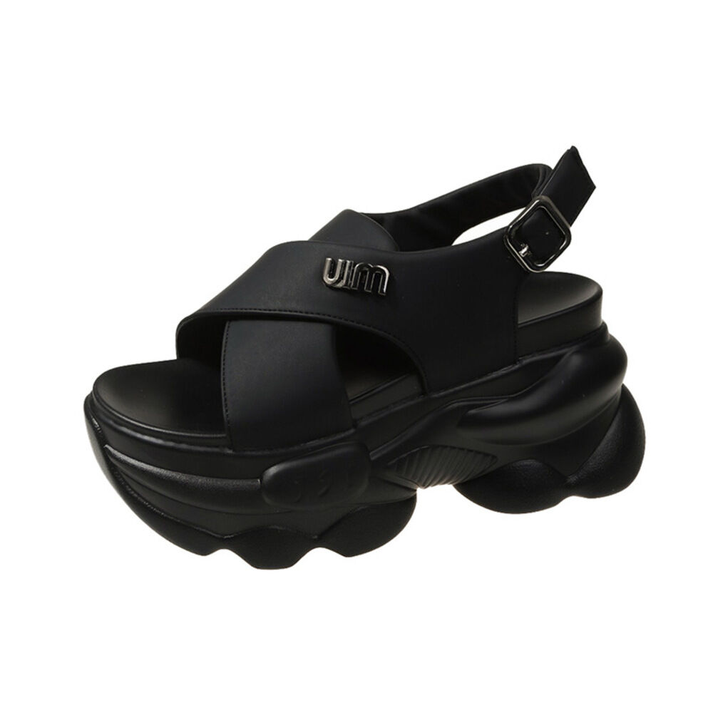 BACKYARD FAMILY「厚底サンダル レディース 通販 オープントゥ 厚底 サンダル カジュアルサンダル」|サンダル|ブラック1