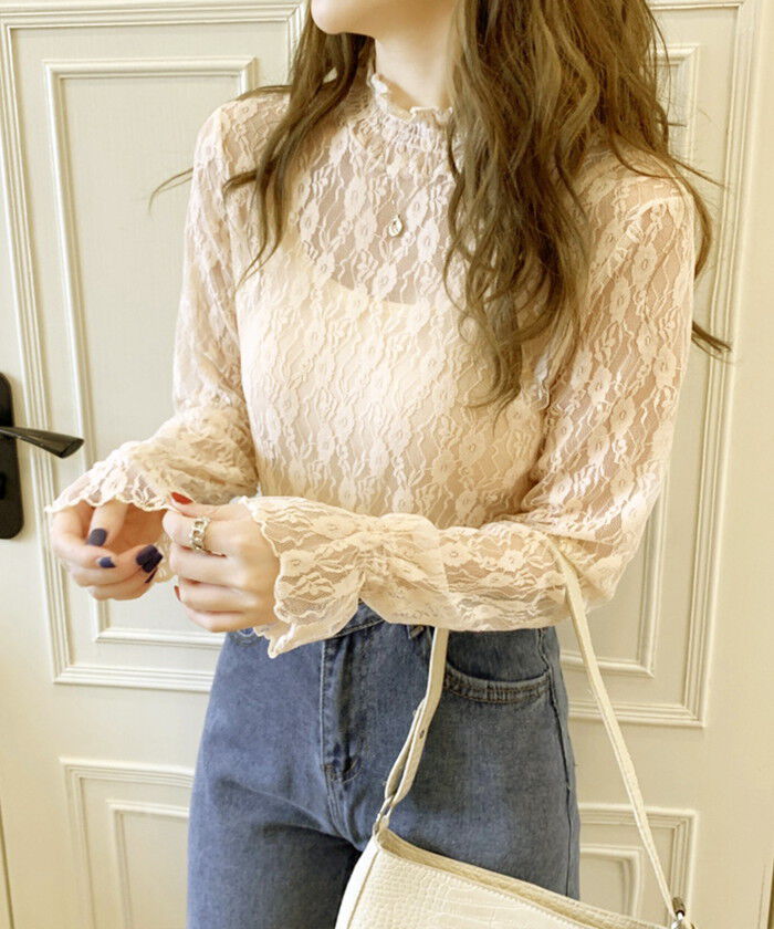 BACKYARD FAMILY「シースルー ブラウス 通販 シースルーブラウス 長袖ブラウス レースブラウスレディース レディース」|シャツ・ブラウス|