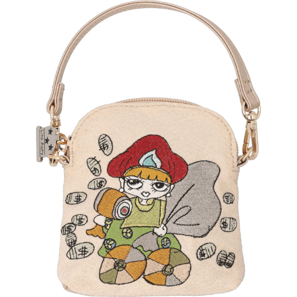 BACKYARD FAMILY「ポーチ 小物入れ 通販 Lyre リタちゃん メイクポーチ マルチケース コスメポーチ 刺繍」|ポーチ|ブラウン1