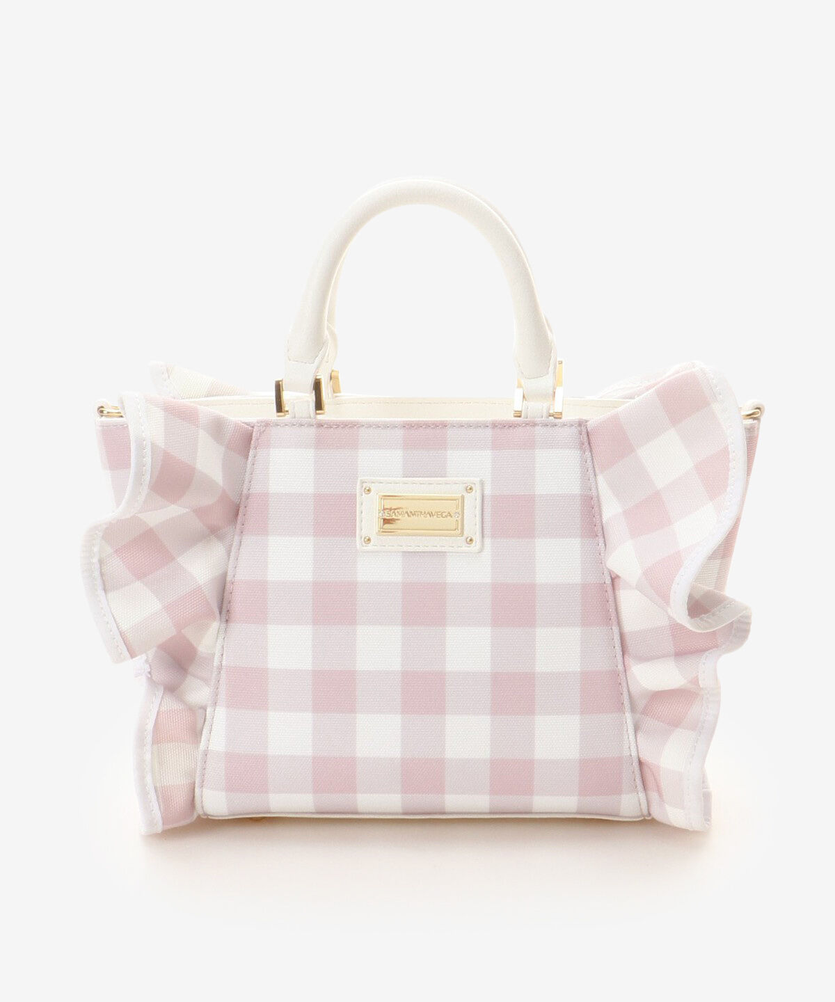 Samantha Vega「チェックフリルハンドバッグ（小）」|ハンドバッグ|ベビーピンク