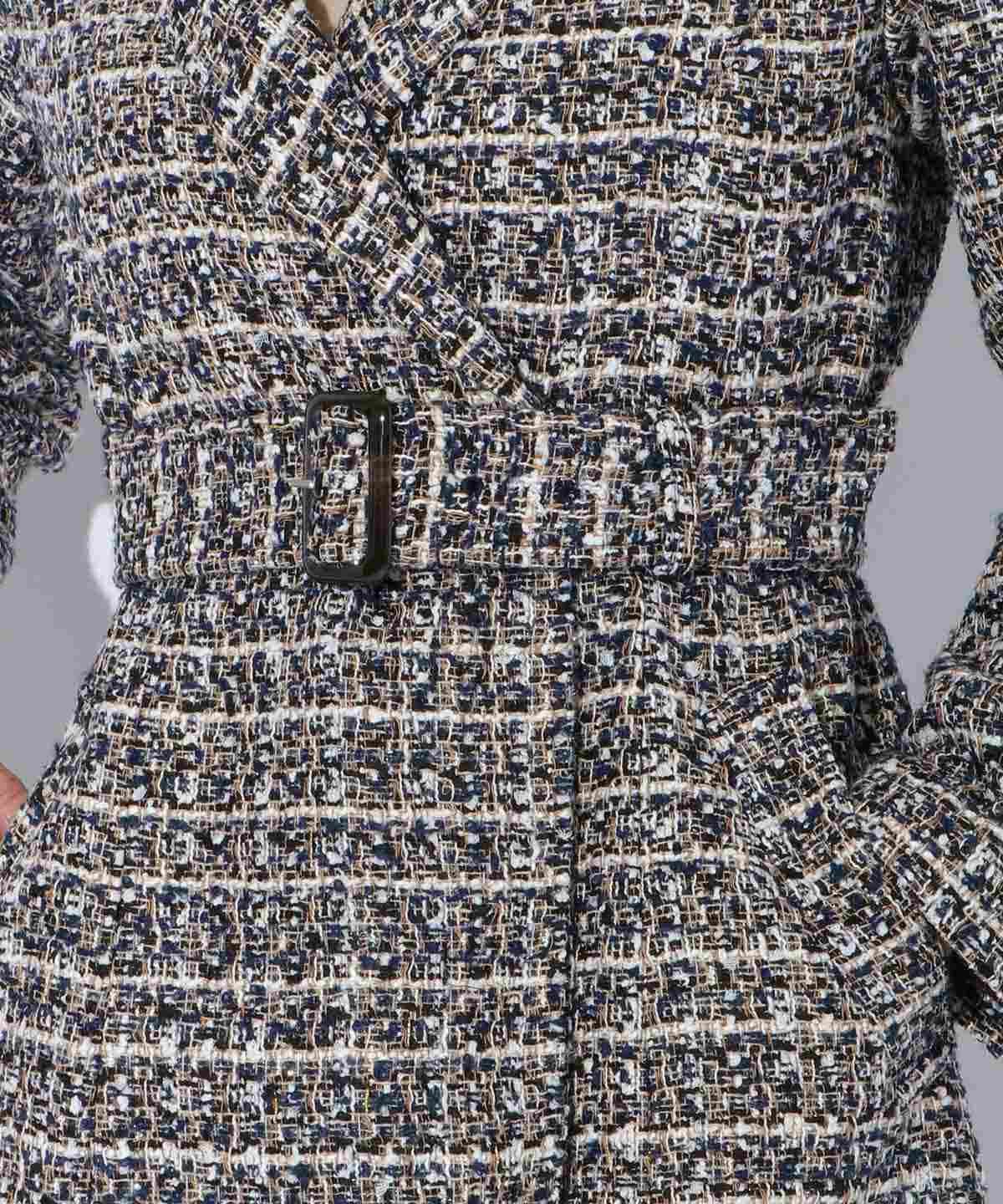 アンドクチュール「ファンシーツイードベルト付きミニワンピース」|ワンピース|