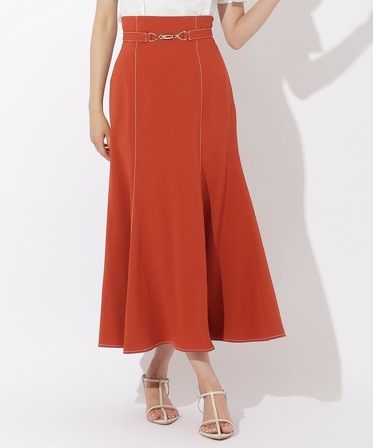 アンドクチュール「ビットベルト付きナロースカート」|フレア|