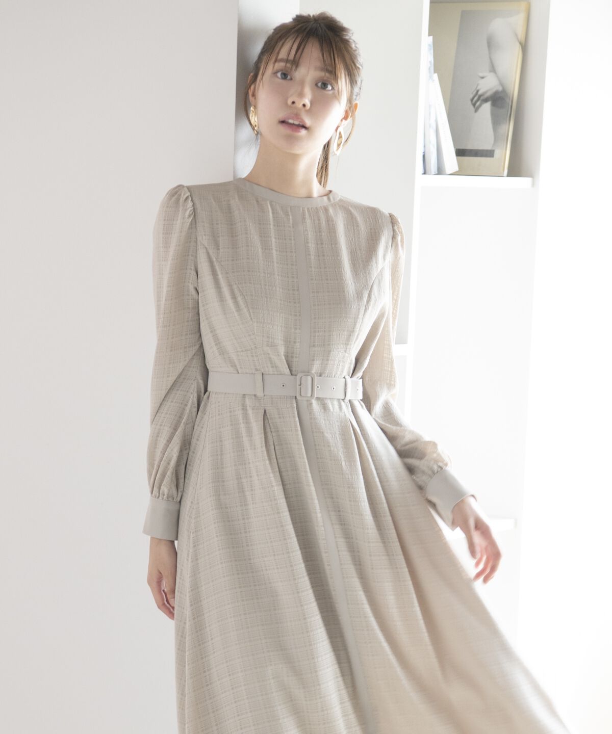 アンドクチュール「シアーチェックサテントリミングワンピース」|ワンピース|