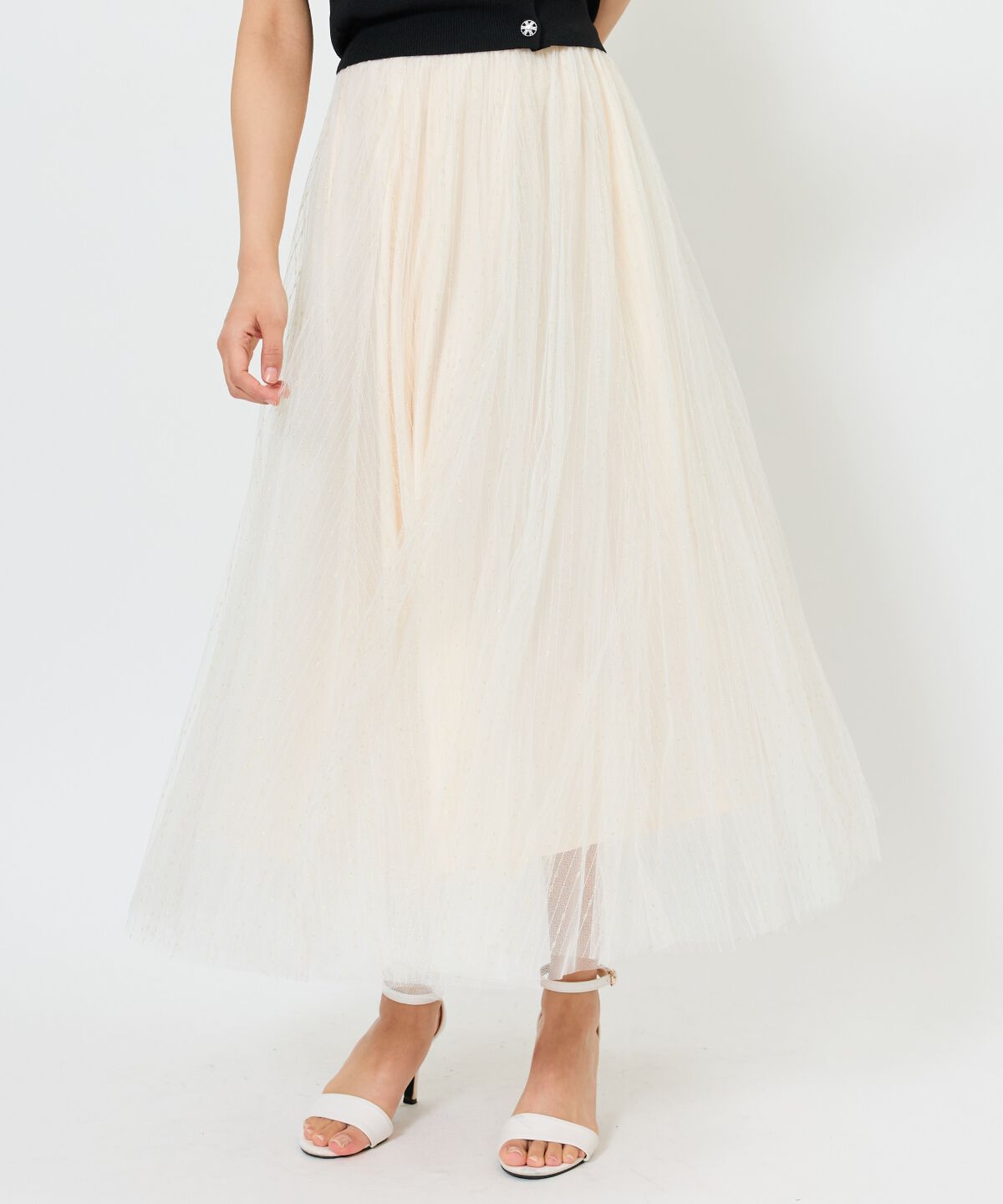 アンドクチュール「ラメストライプチュールフレアスカート」|フレア|