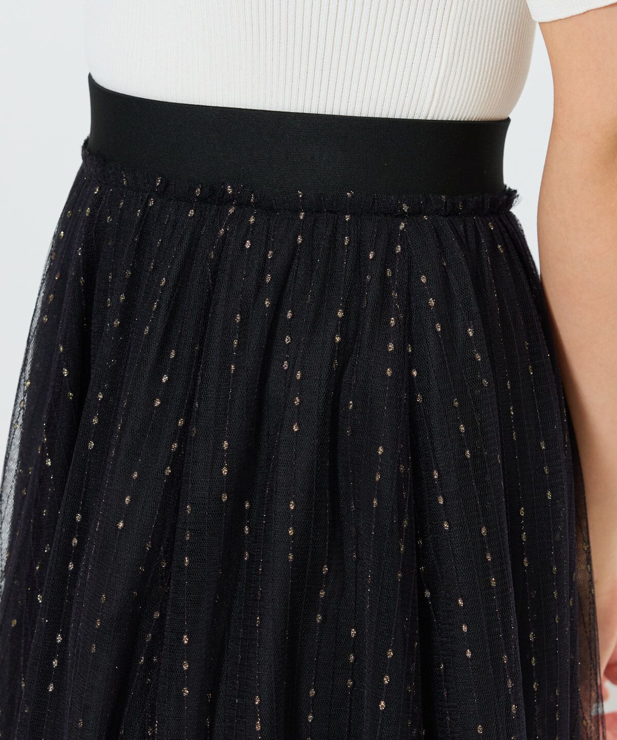 アンドクチュール「ラメストライプチュールフレアスカート」|フレア|