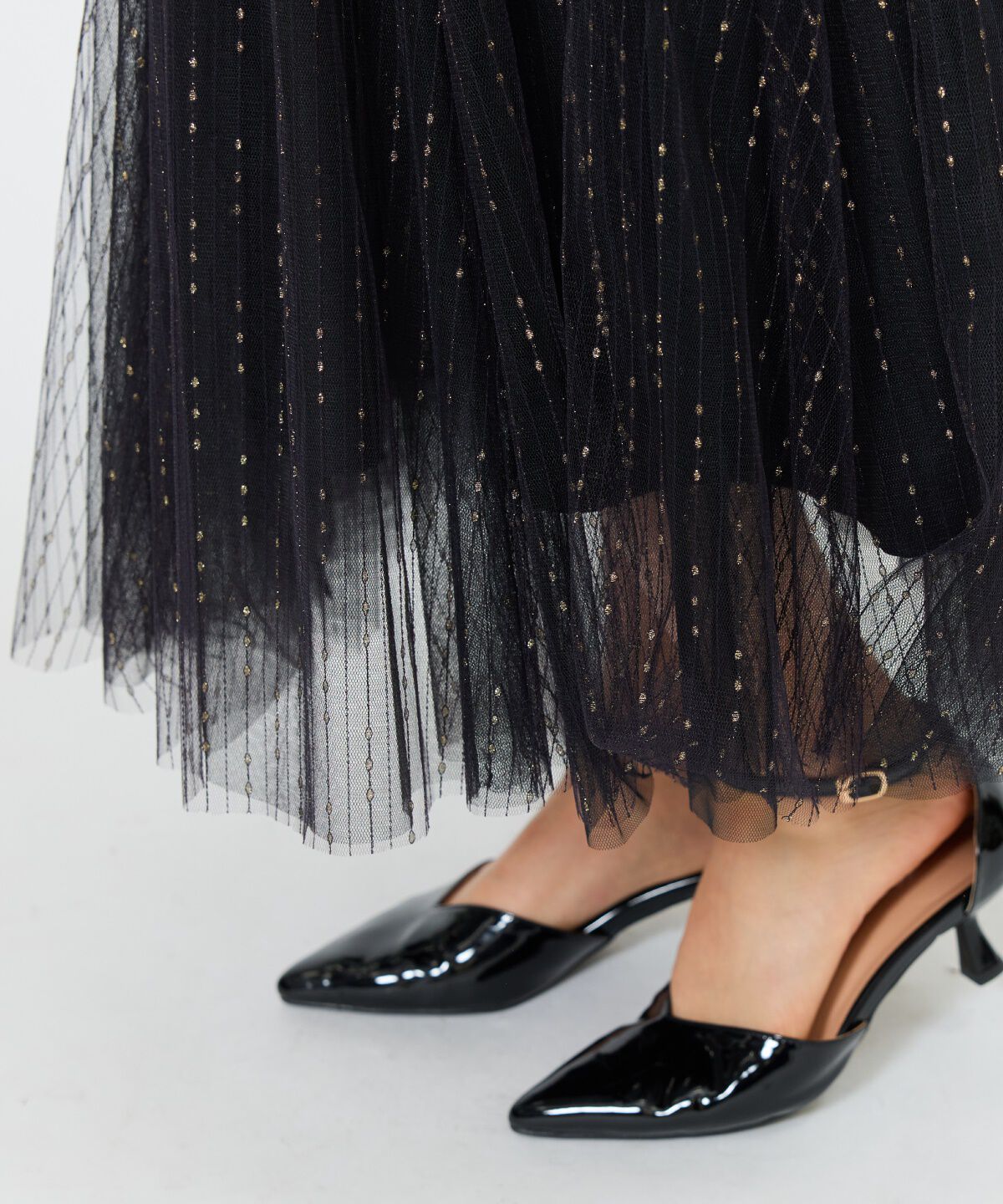 アンドクチュール「ラメストライプチュールフレアスカート」|フレア|