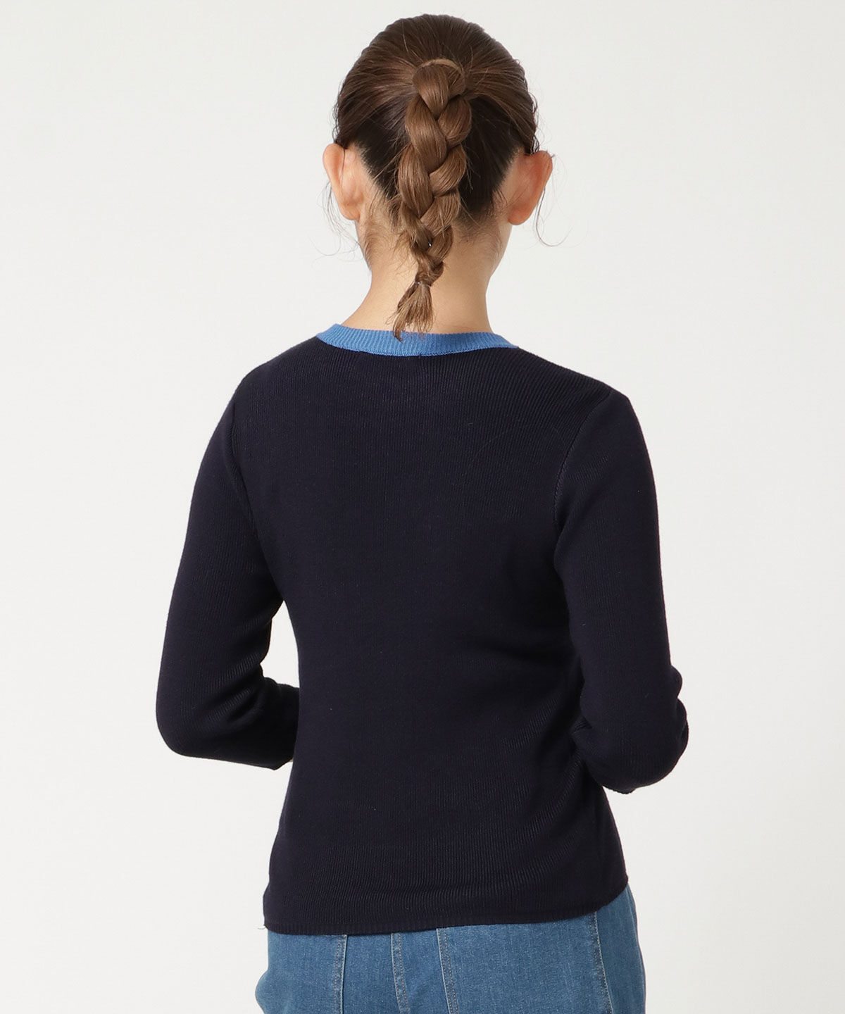 REDYAZEL「sucha刺繍ニット5分袖プルオーバー」|Tシャツ・カットソー|