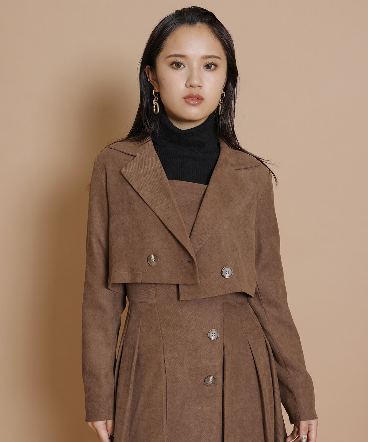 REDYAZEL「ショートジャケット」|テーラードジャケット|ブラウン