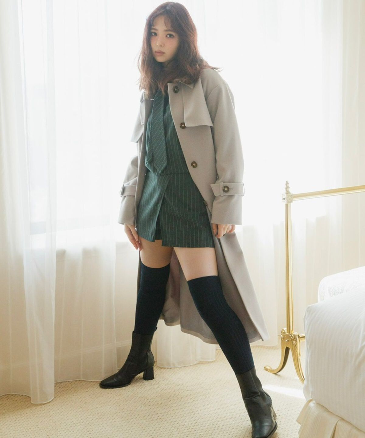 REDYAZEL「ストライプラップミニスカパン」|台形|