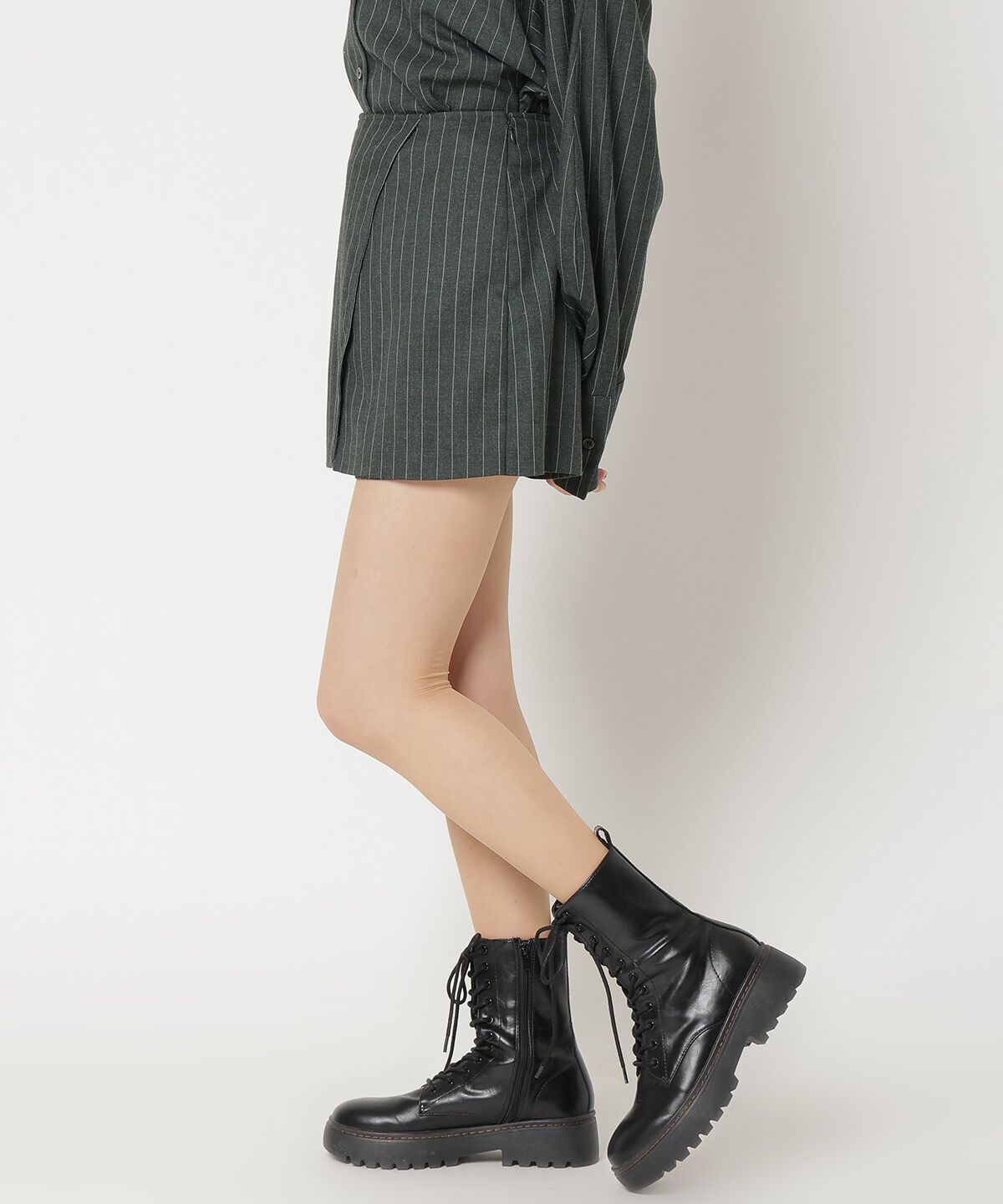 REDYAZEL「ストライプラップミニスカパン」|台形|