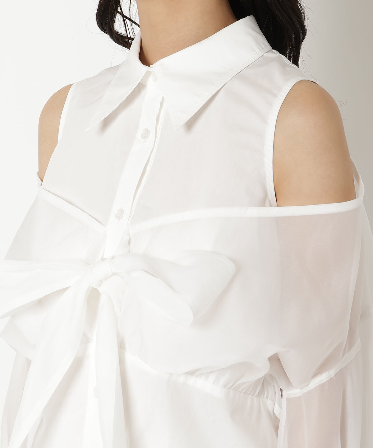 REDYAZEL「フロントリボンオフショルシャツ」|シャツ・ブラウス|