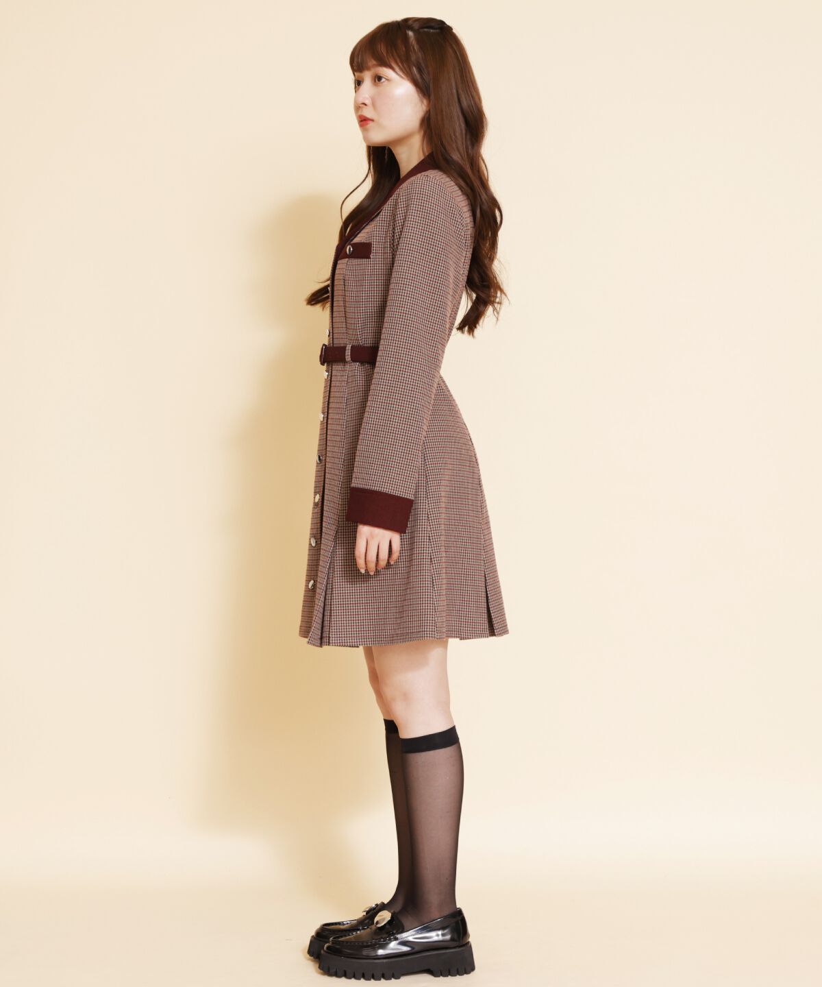 REDYAZEL「チェックバイカラーミニシャツワンピース」|ワンピース|