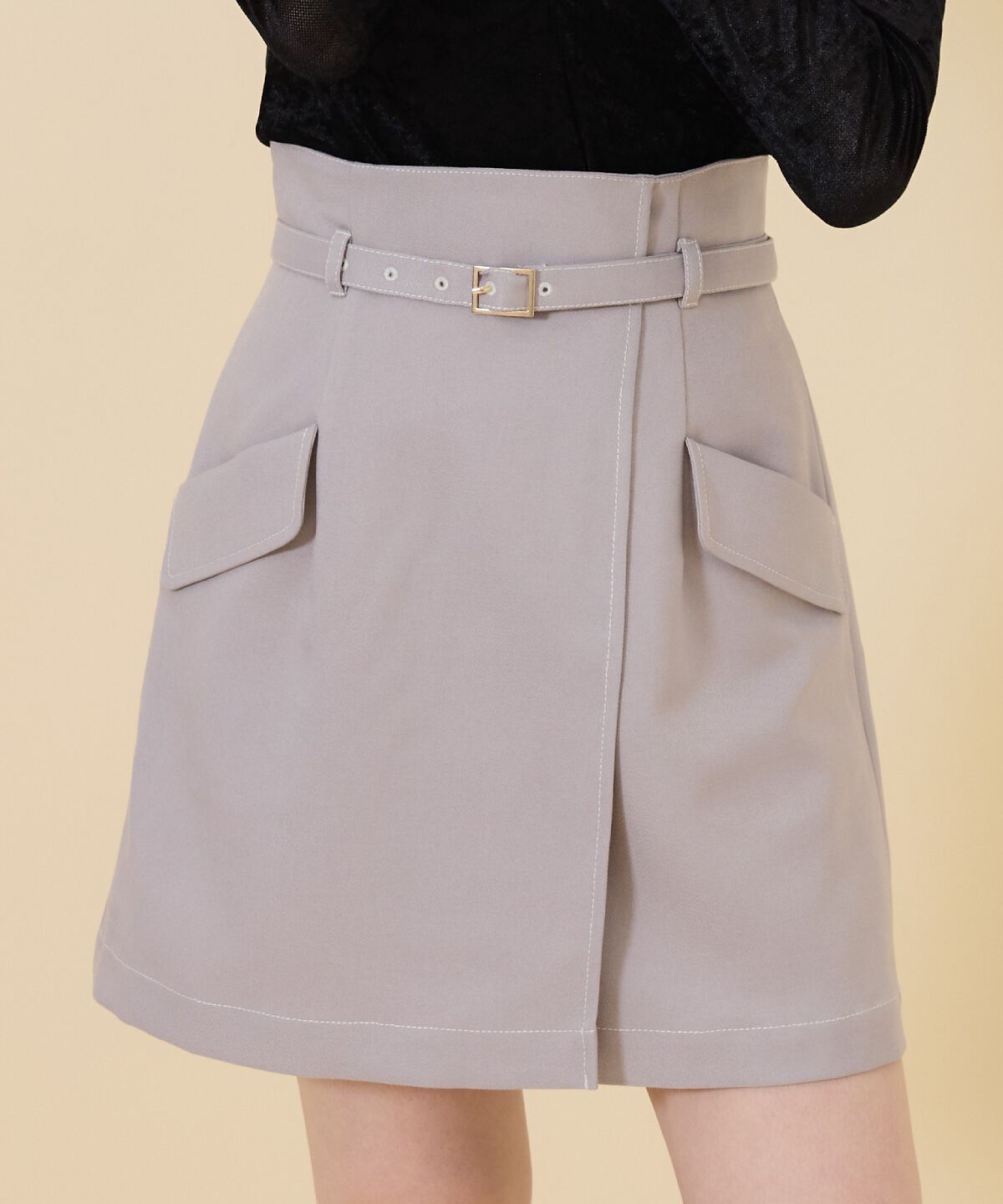 REDYAZEL「ベルティッドウーリッシュミニスカート」|台形|