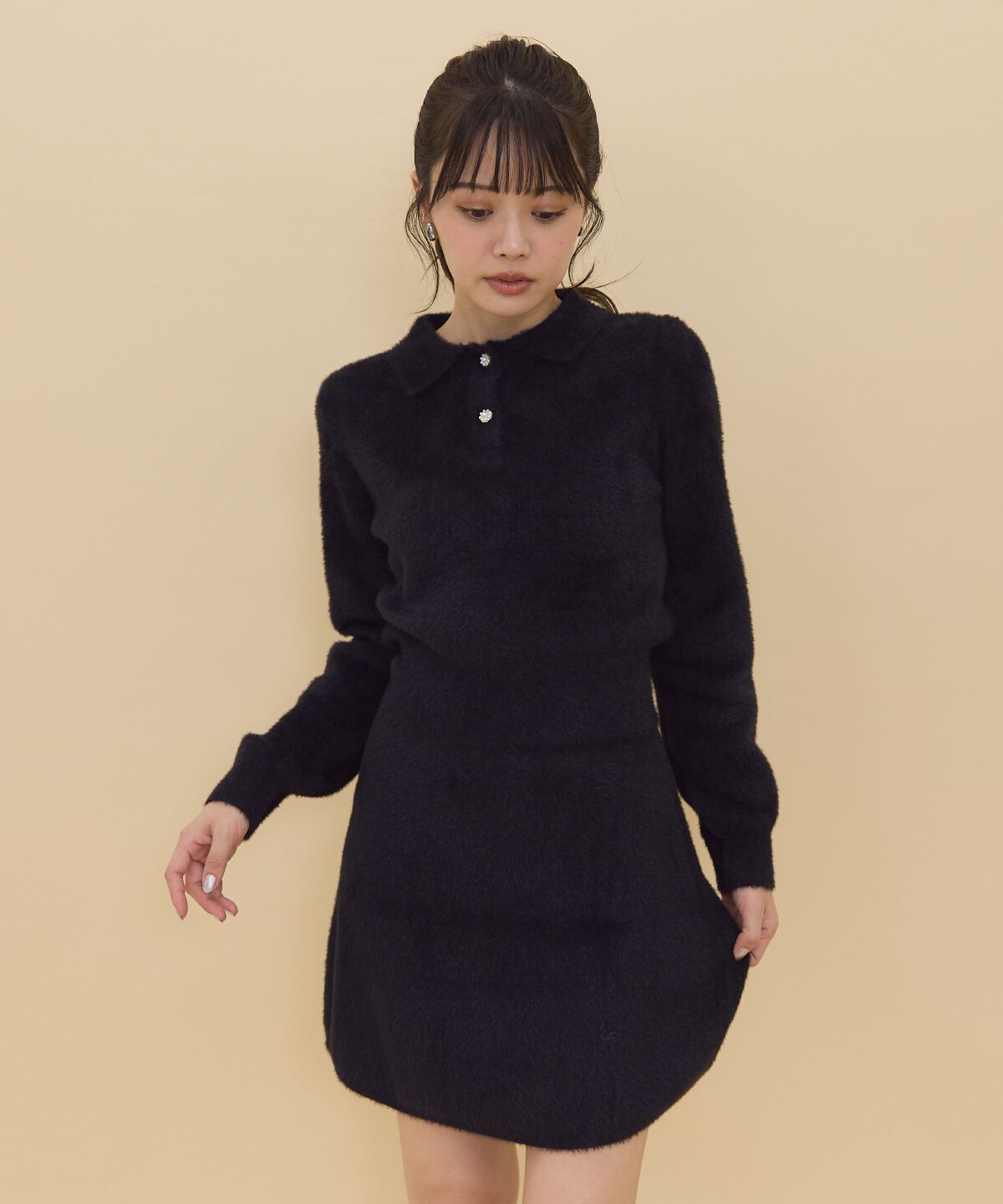 REDYAZEL「シャギーニットミニスカート」|台形|