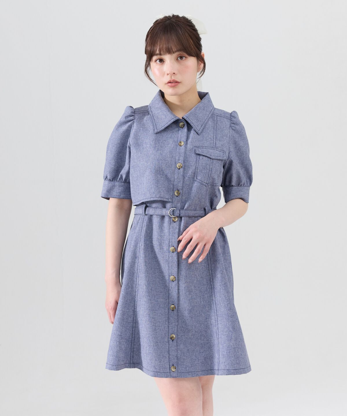 REDYAZEL「バイカラーステッチアシメデザイン半袖ミニワンピース」|ワンピース|