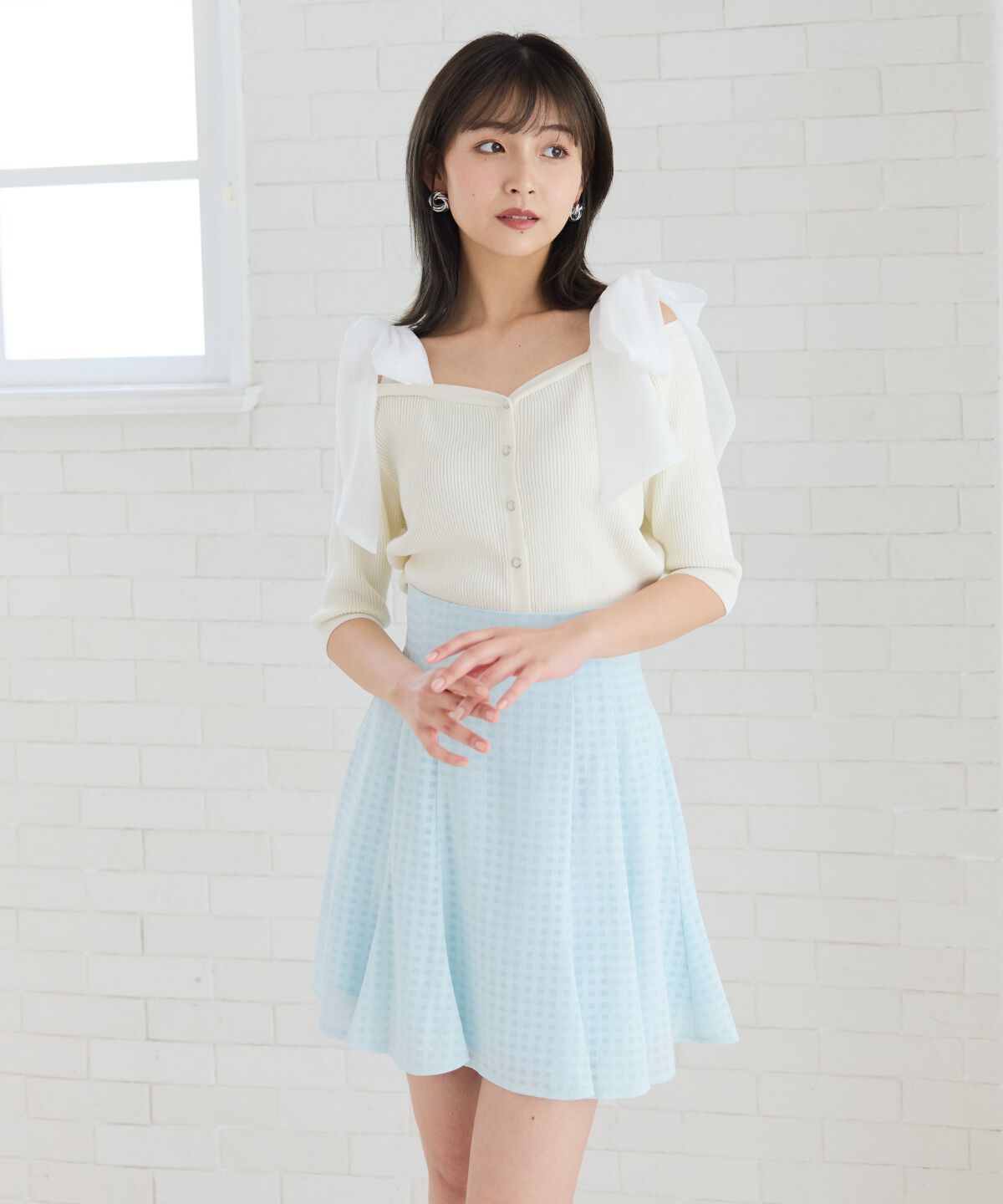 REDYAZEL「シアーチェックフレアミニスカート」|フレア|