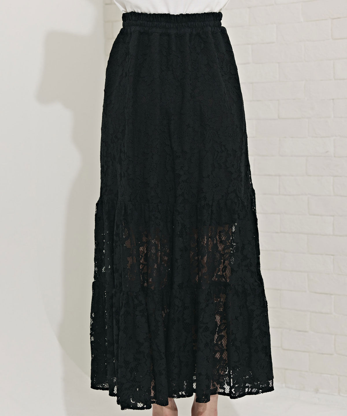 REDYAZEL「ダブルベルトティアードレーススカート」|フレア|