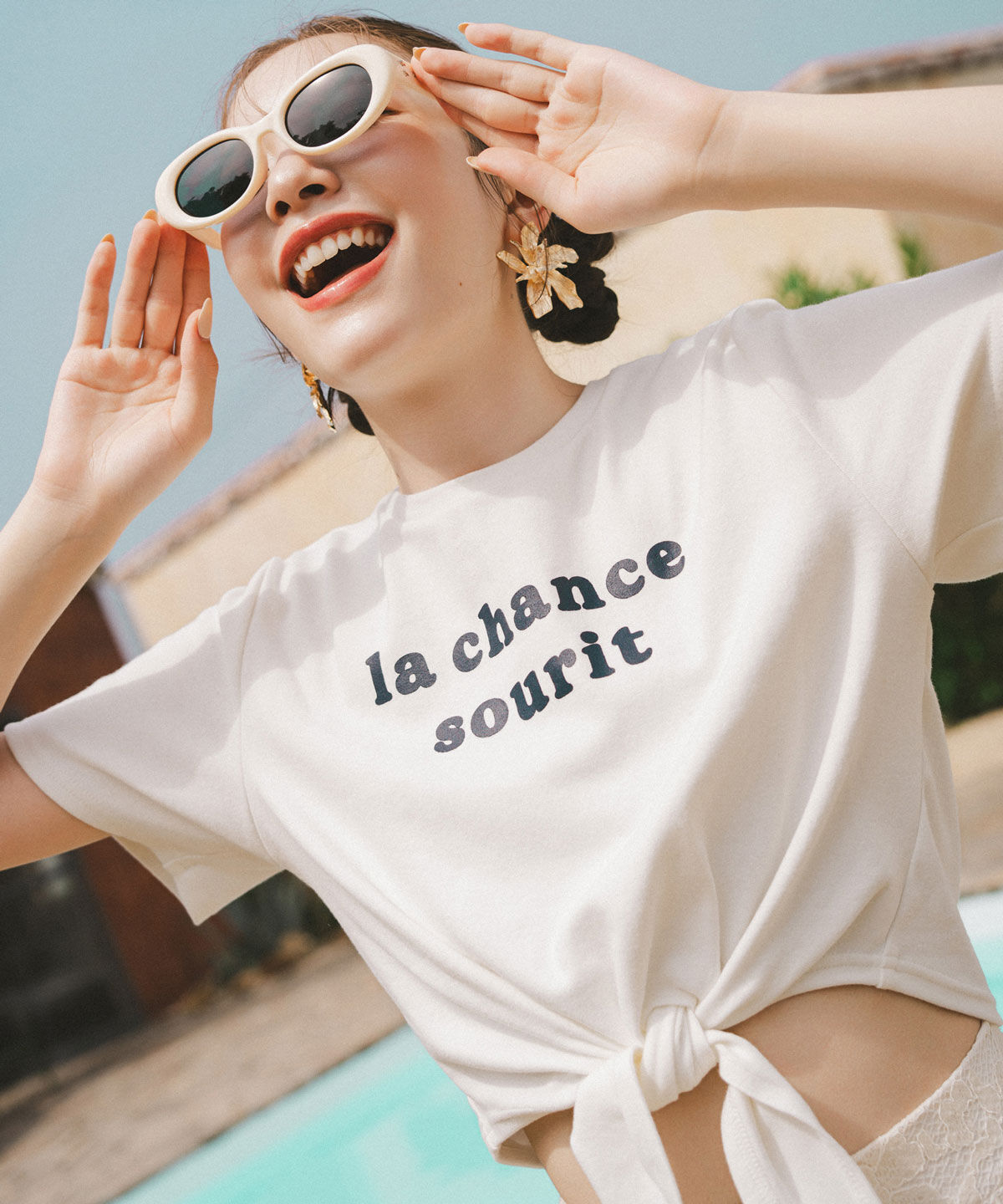 REDYAZEL「フロントリボンTシャツ」|Tシャツ・カットソー|