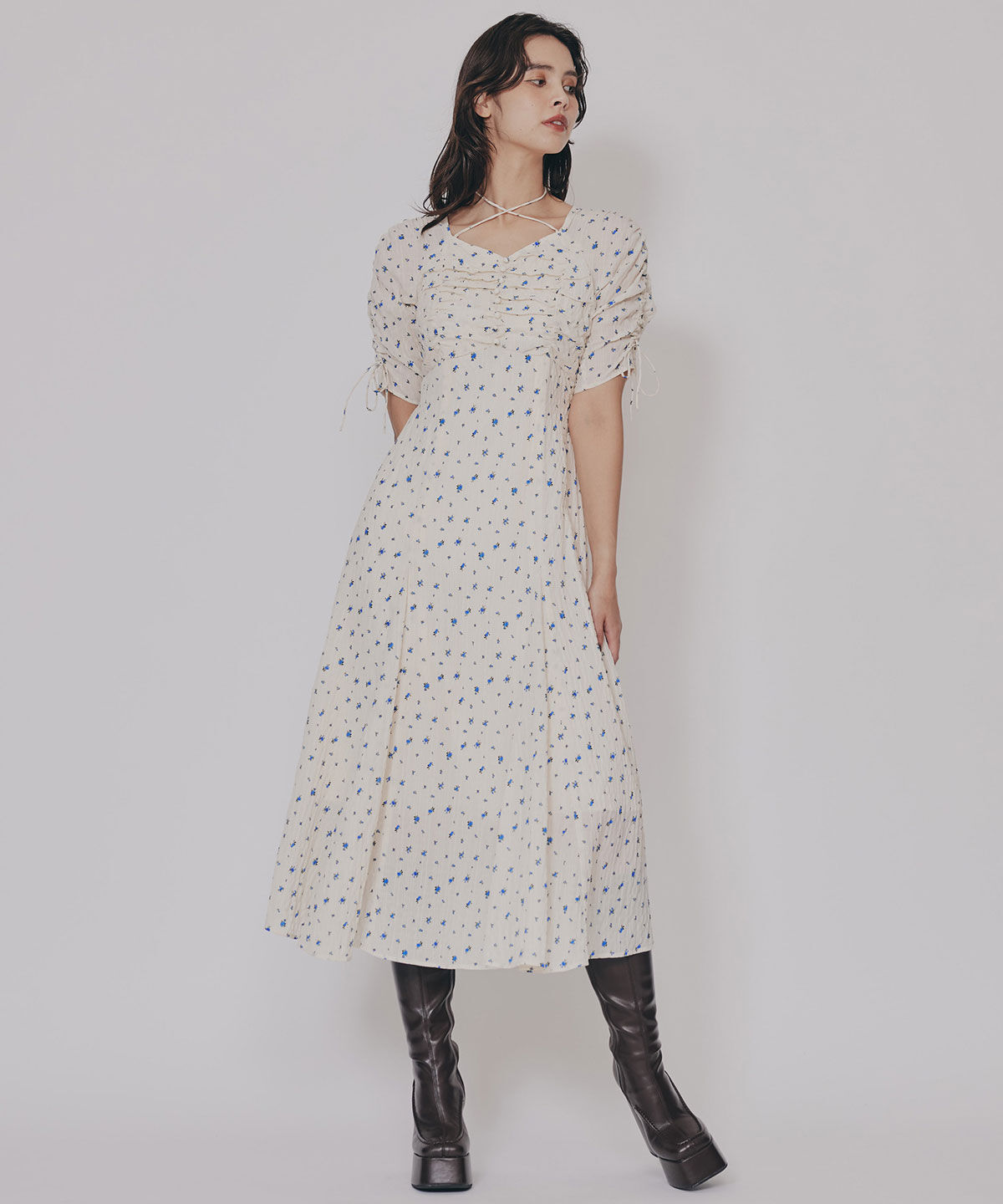 REDYAZEL「ミニフラワーイレヘムロングワンピース」|ワンピース|