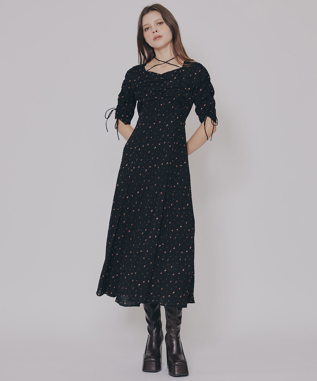 REDYAZEL「ミニフラワーイレヘムロングワンピース」|ワンピース|