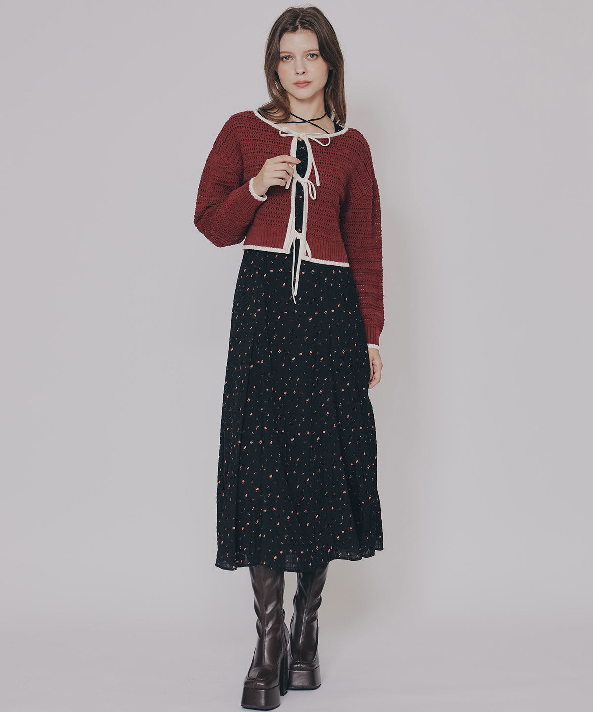 REDYAZEL「ミニフラワーイレヘムロングワンピース」|ワンピース|