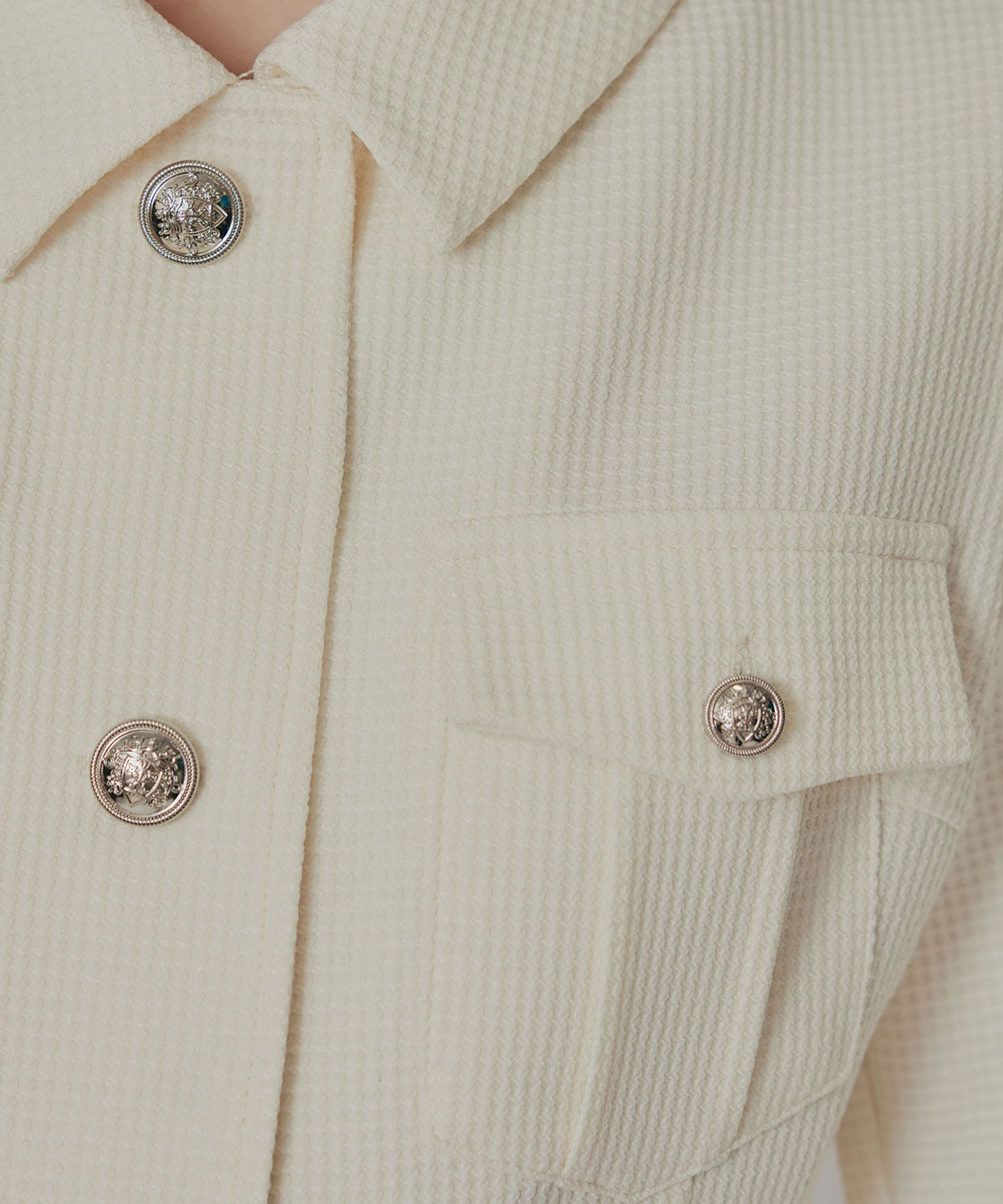 REDYAZEL「エンブレムボタンマイクロワッフルシャツワンピース」|ワンピース|