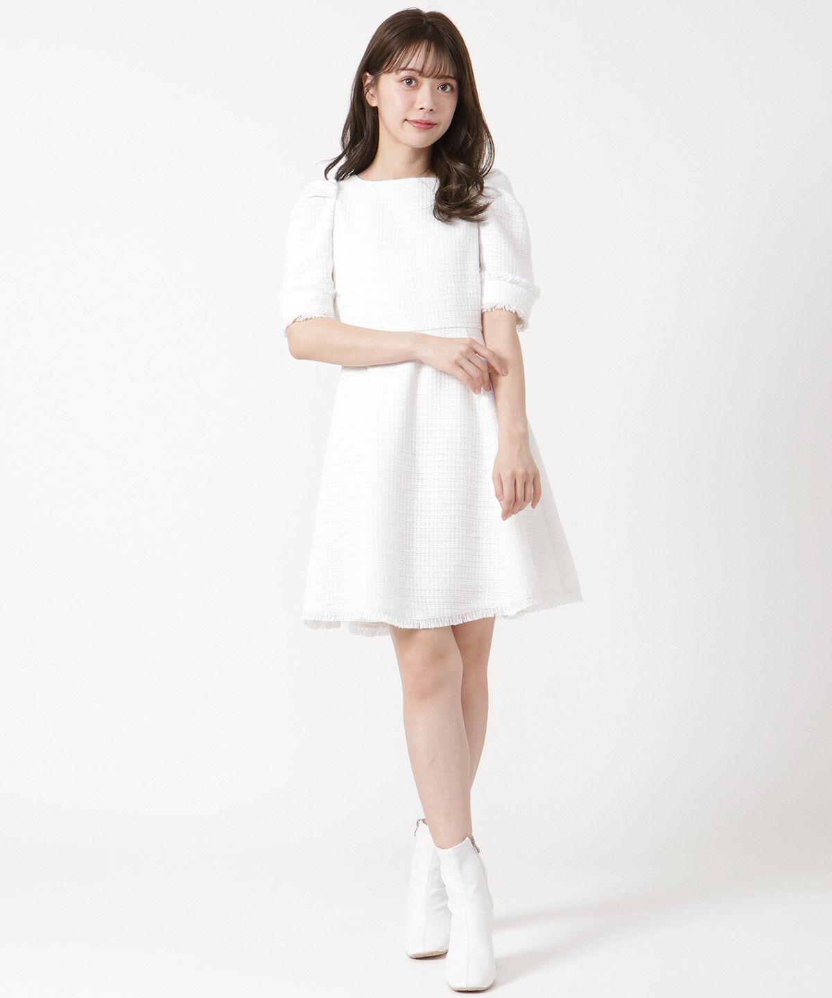 WILLSELECTION「ツィードフリンジミニワンピース」|ワンピース|