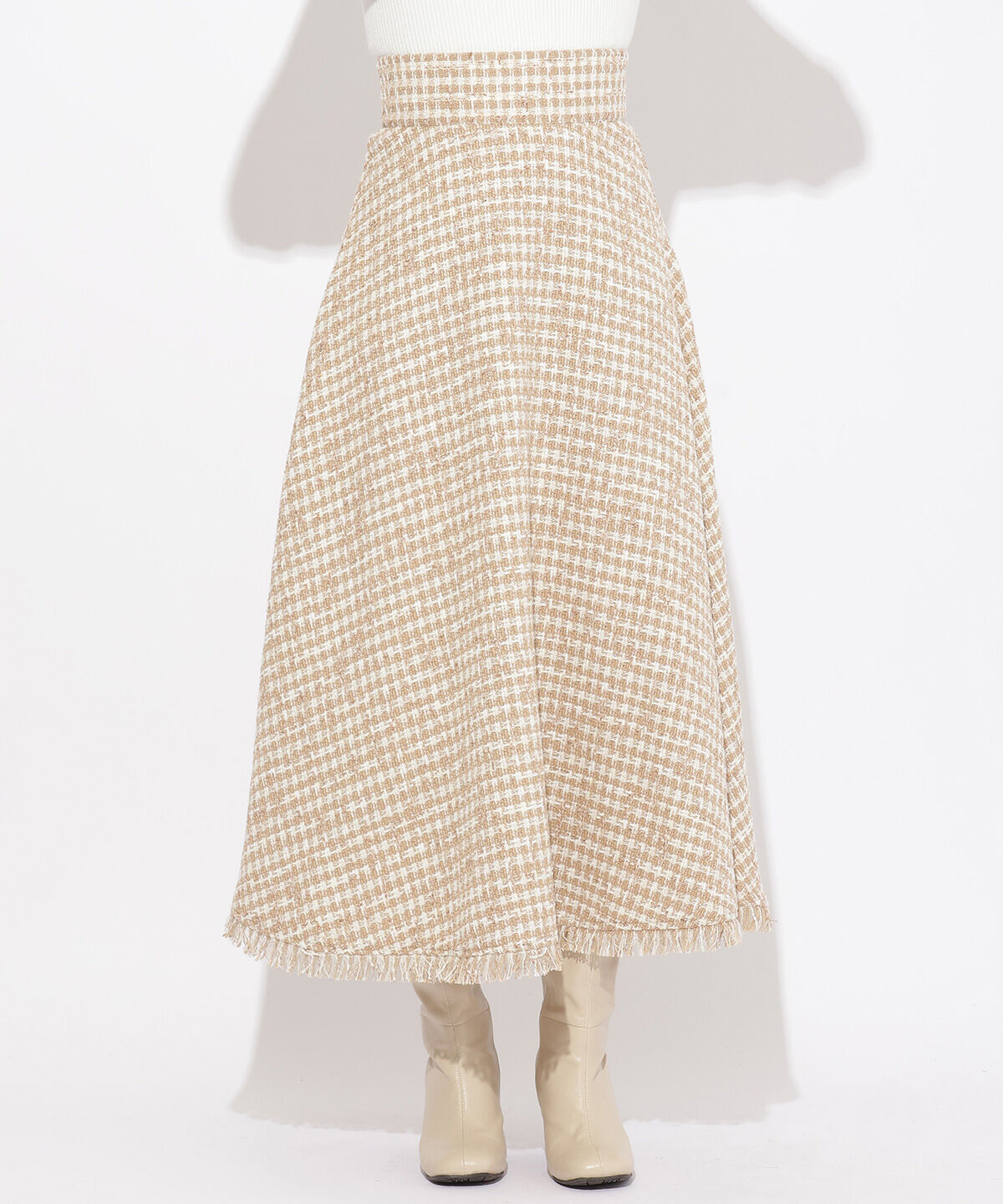 WILLSELECTION「フリンジチェックスカート」|フレア|