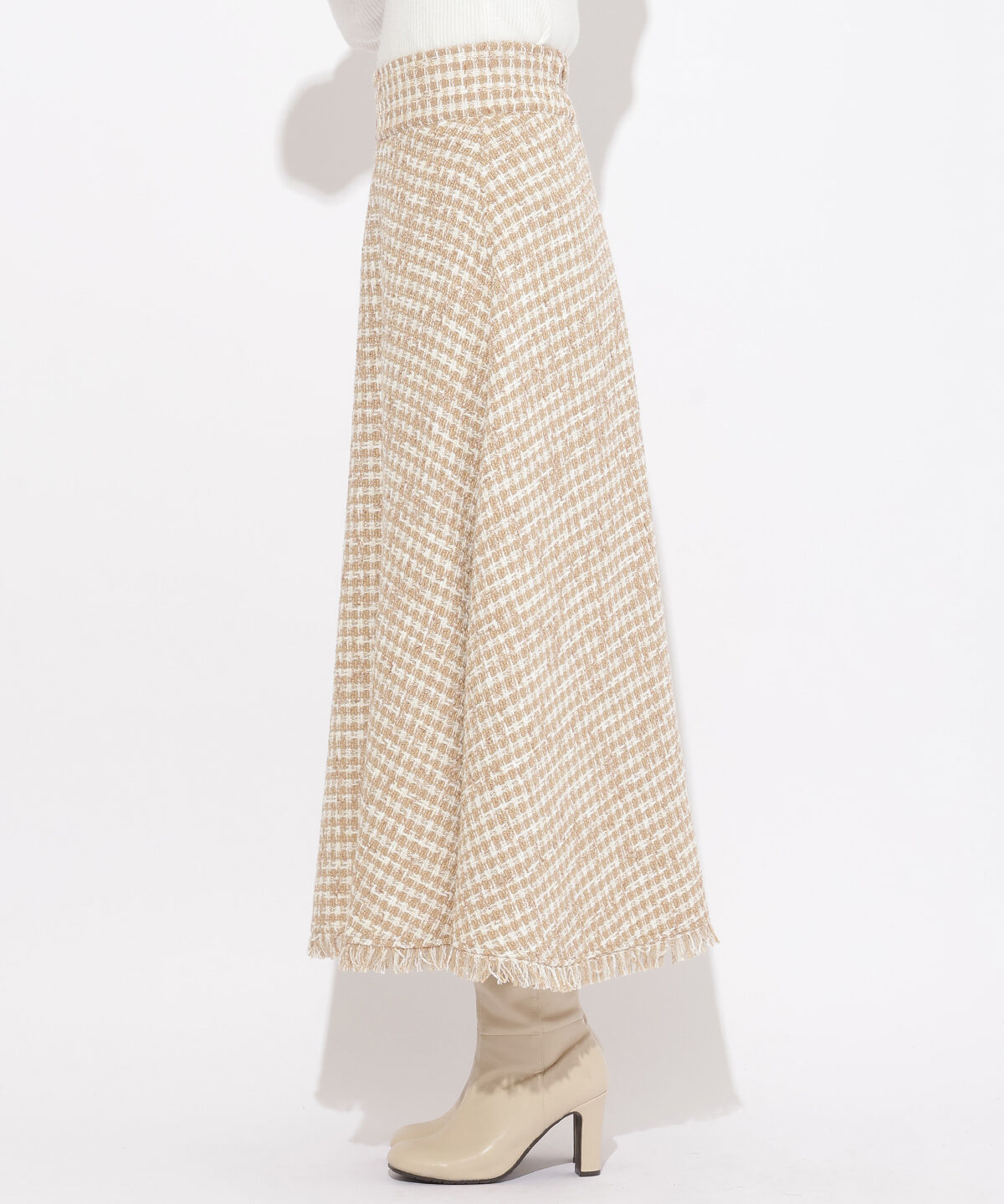 WILLSELECTION「フリンジチェックスカート」|フレア|