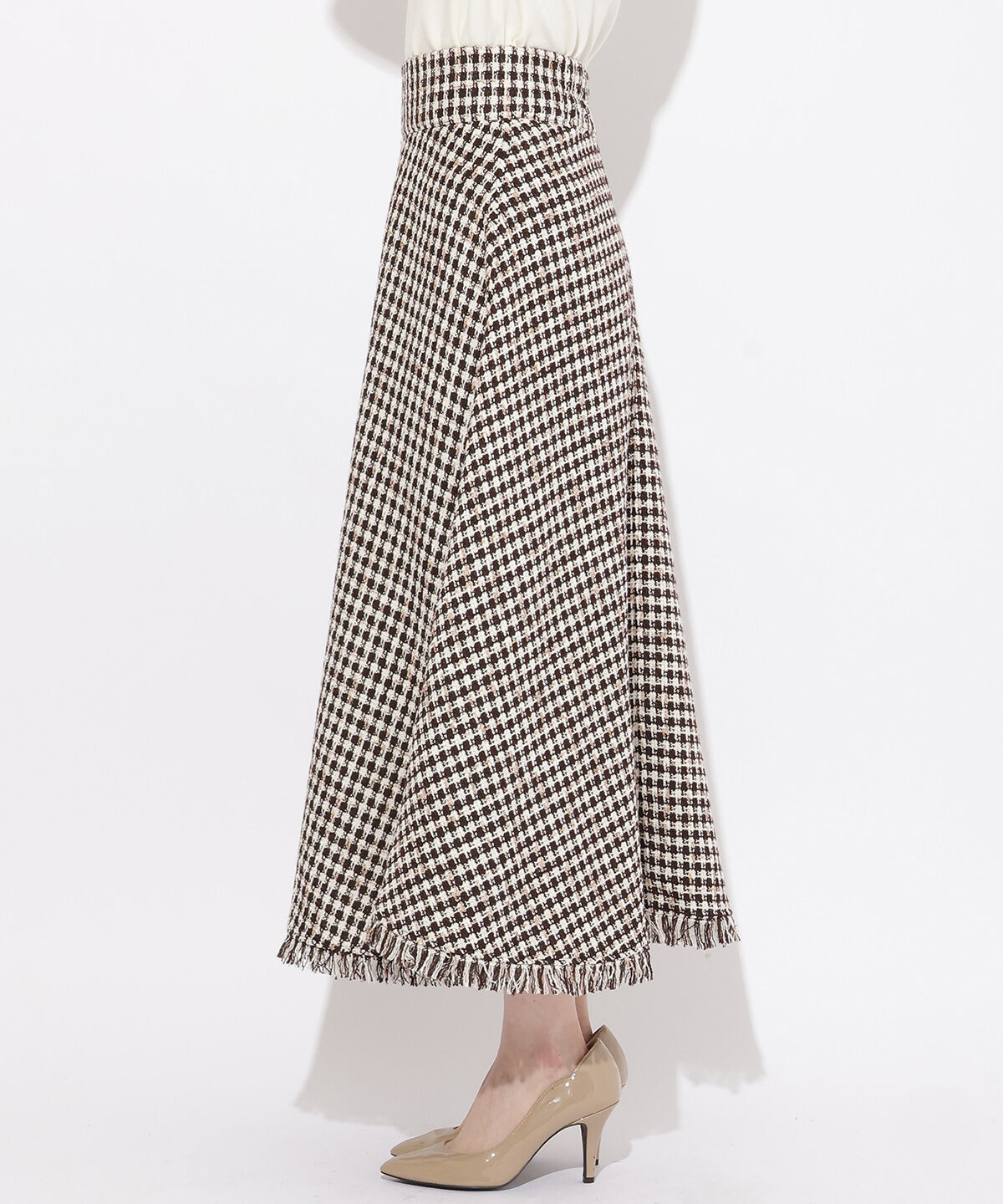 WILLSELECTION「フリンジチェックスカート」|フレア|