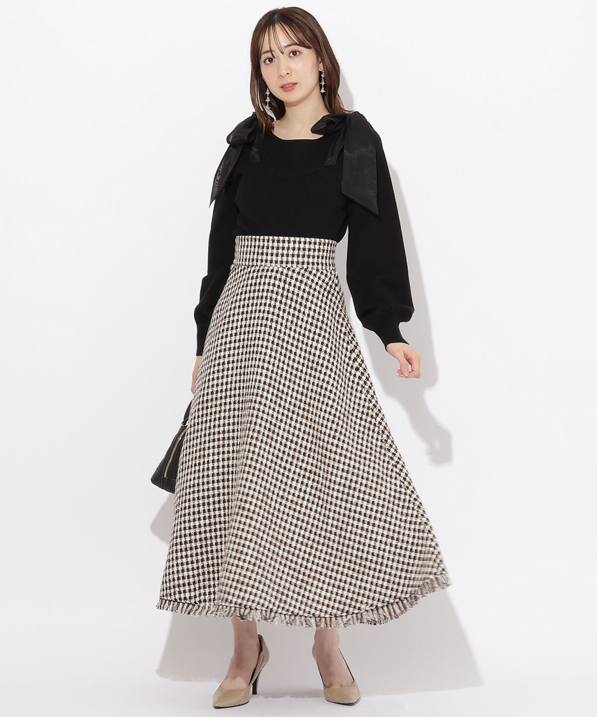 WILLSELECTION「フリンジチェックスカート」|フレア|