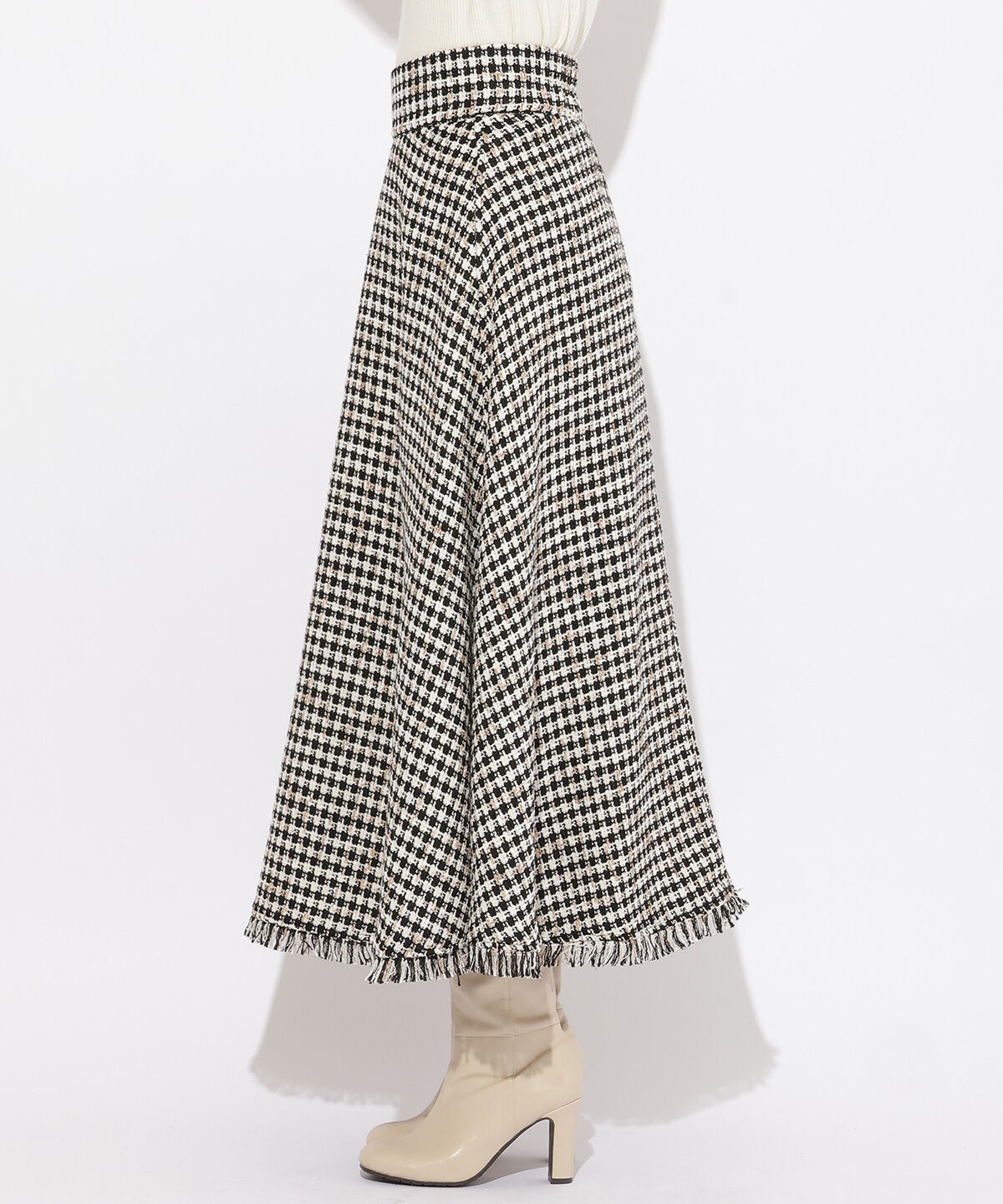 WILLSELECTION「フリンジチェックスカート」|フレア|
