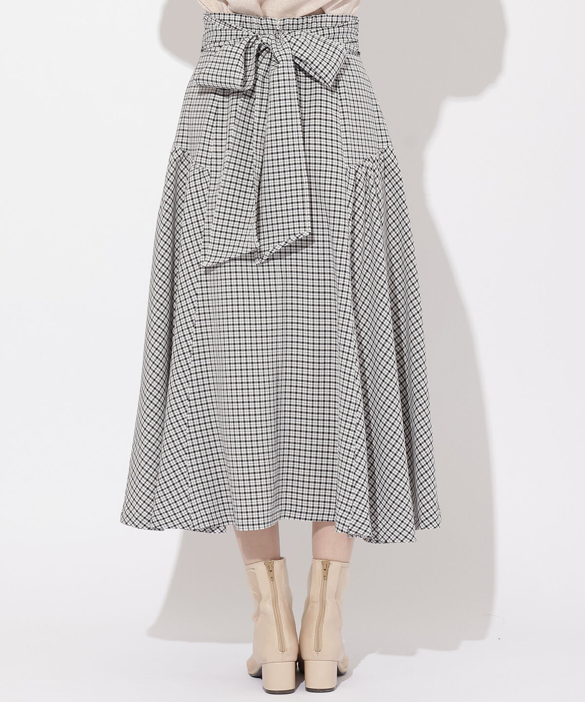 WILLSELECTION「ギャザー切替ギンガムフレアスカート」|フレア|