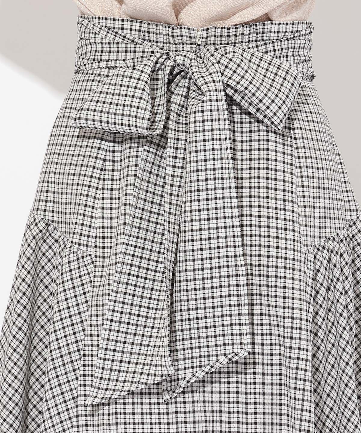 WILLSELECTION「ギャザー切替ギンガムフレアスカート」|フレア|