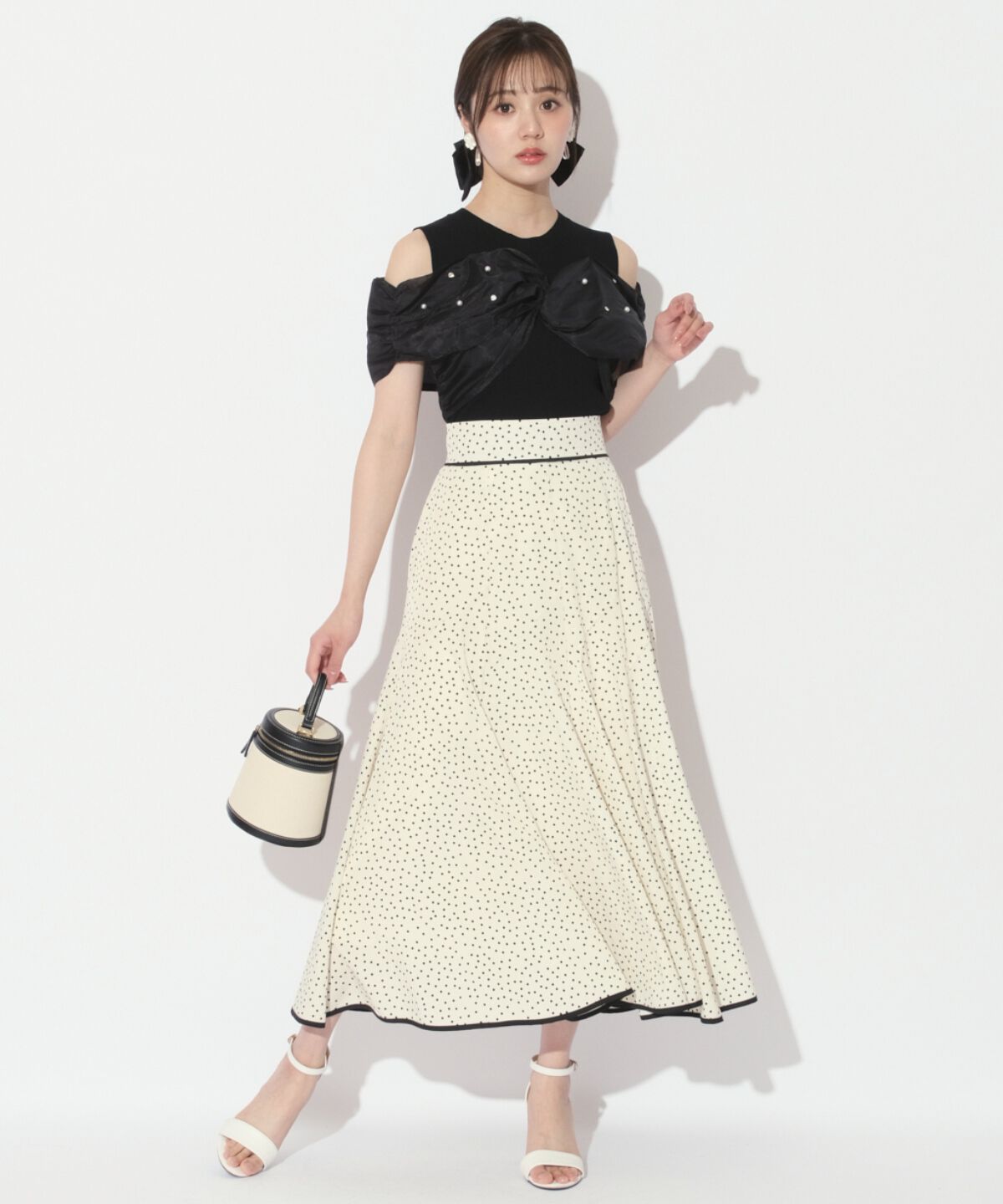 WILLSELECTION「バックスピンドルドットフレアスカート」|フレア|