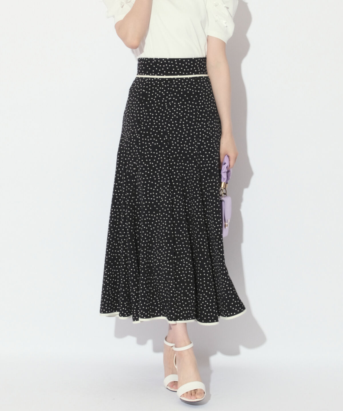 WILLSELECTION「バックスピンドルドットフレアスカート」|フレア|