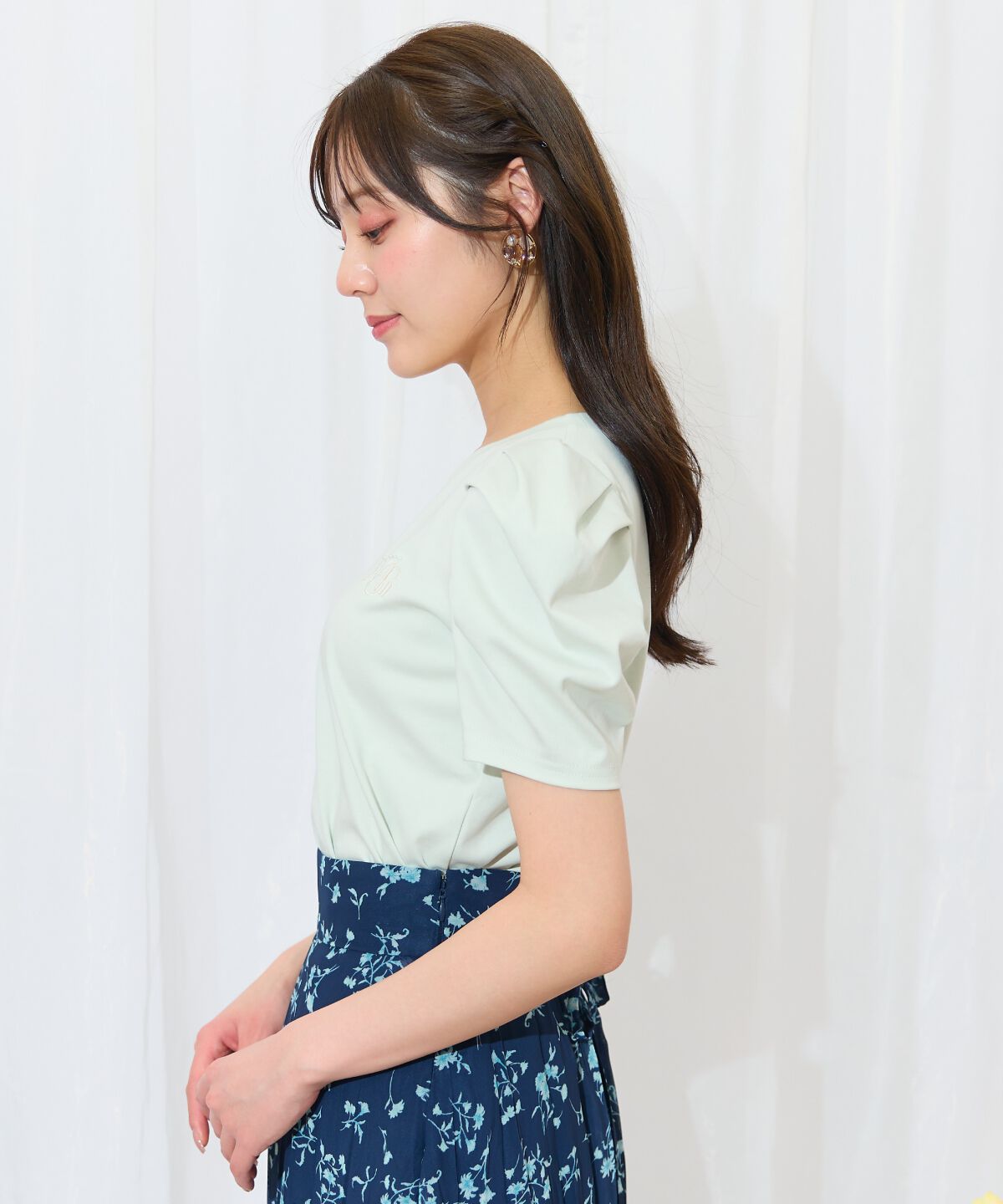 WILLSELECTION「タックスリーブロゴ刺繍トップス」|Tシャツ・カットソー|