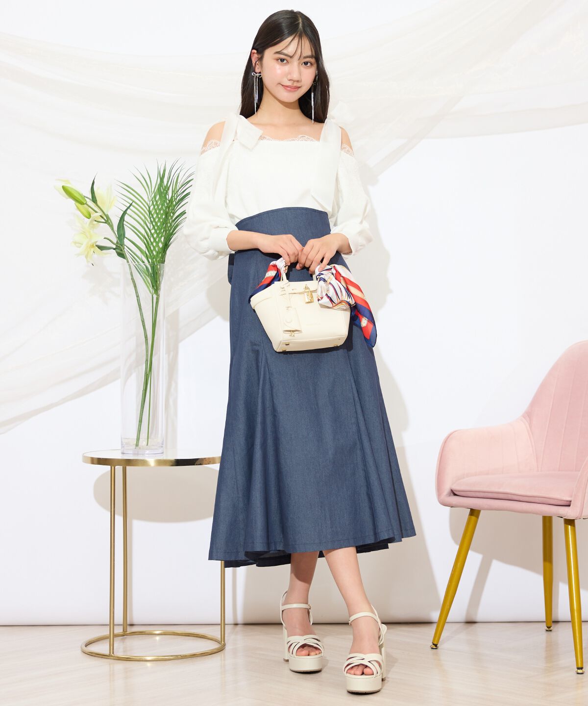 WILLSELECTION「レーストリミング肩リボンニット」|ニット・セーター|