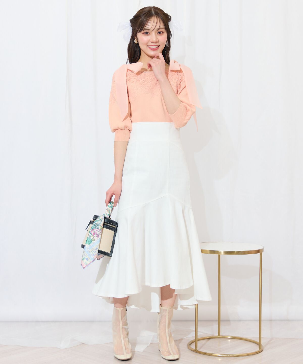 WILLSELECTION「レーストリミング肩リボンニット」|ニット・セーター|