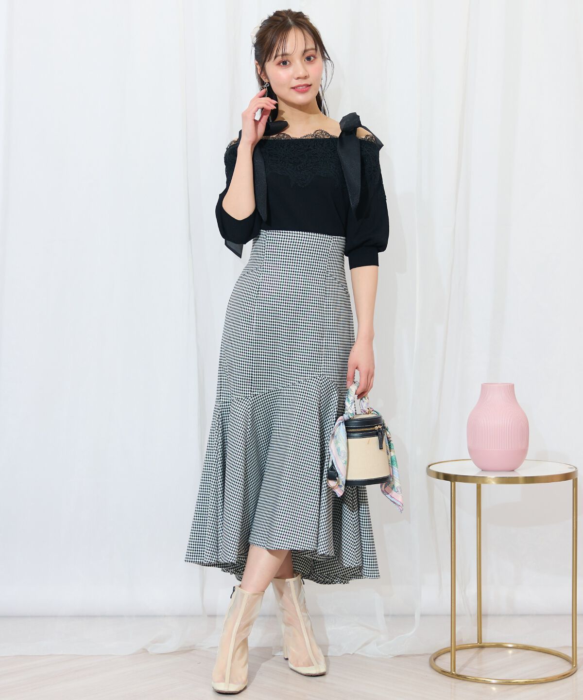 WILLSELECTION「レーストリミング肩リボンニット」|ニット・セーター|