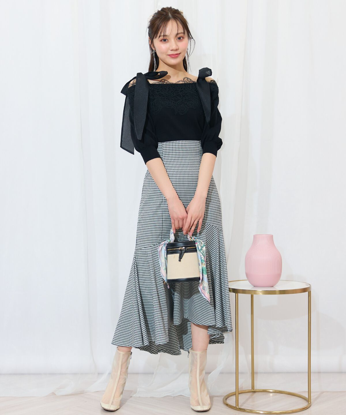 WILLSELECTION「レーストリミング肩リボンニット」|ニット・セーター|